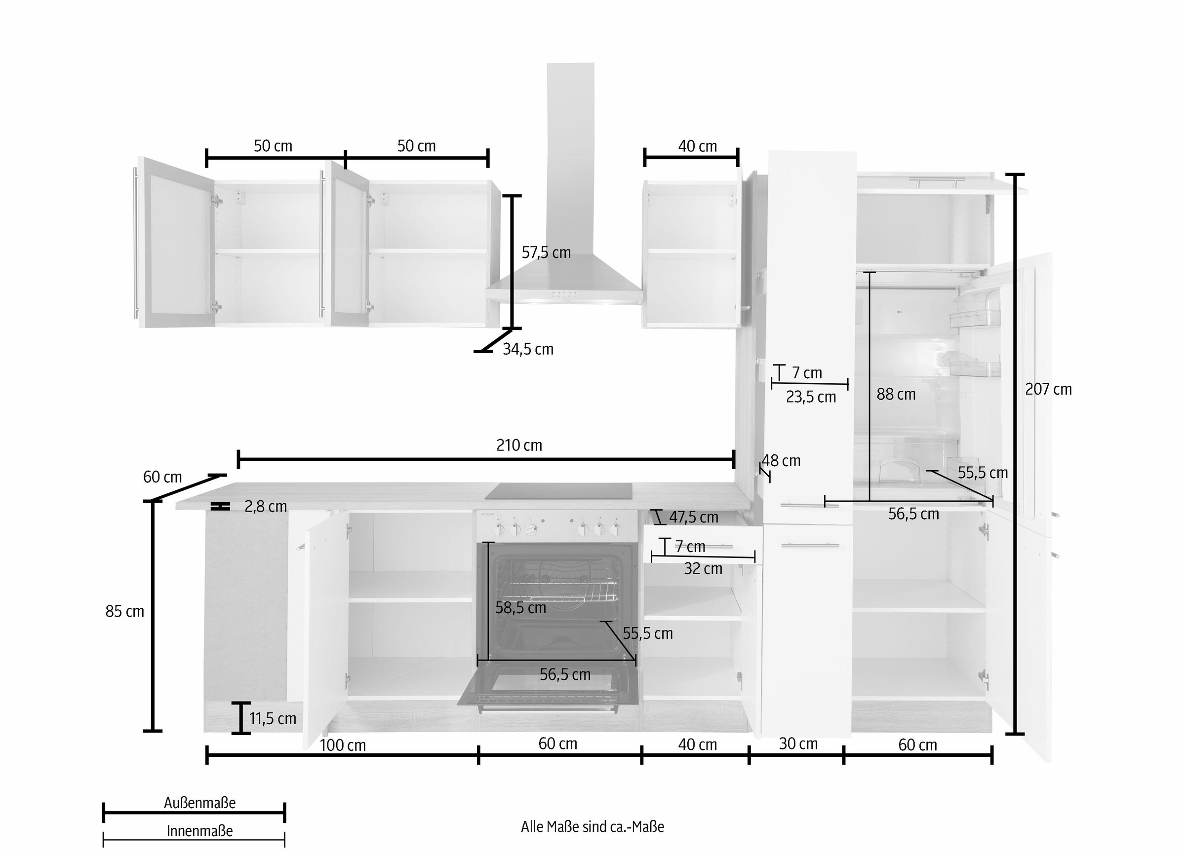 OPTIFIT Winkelküche »Kalmar«, mit E-Geräten, Stellbreite 300 x 175 cm