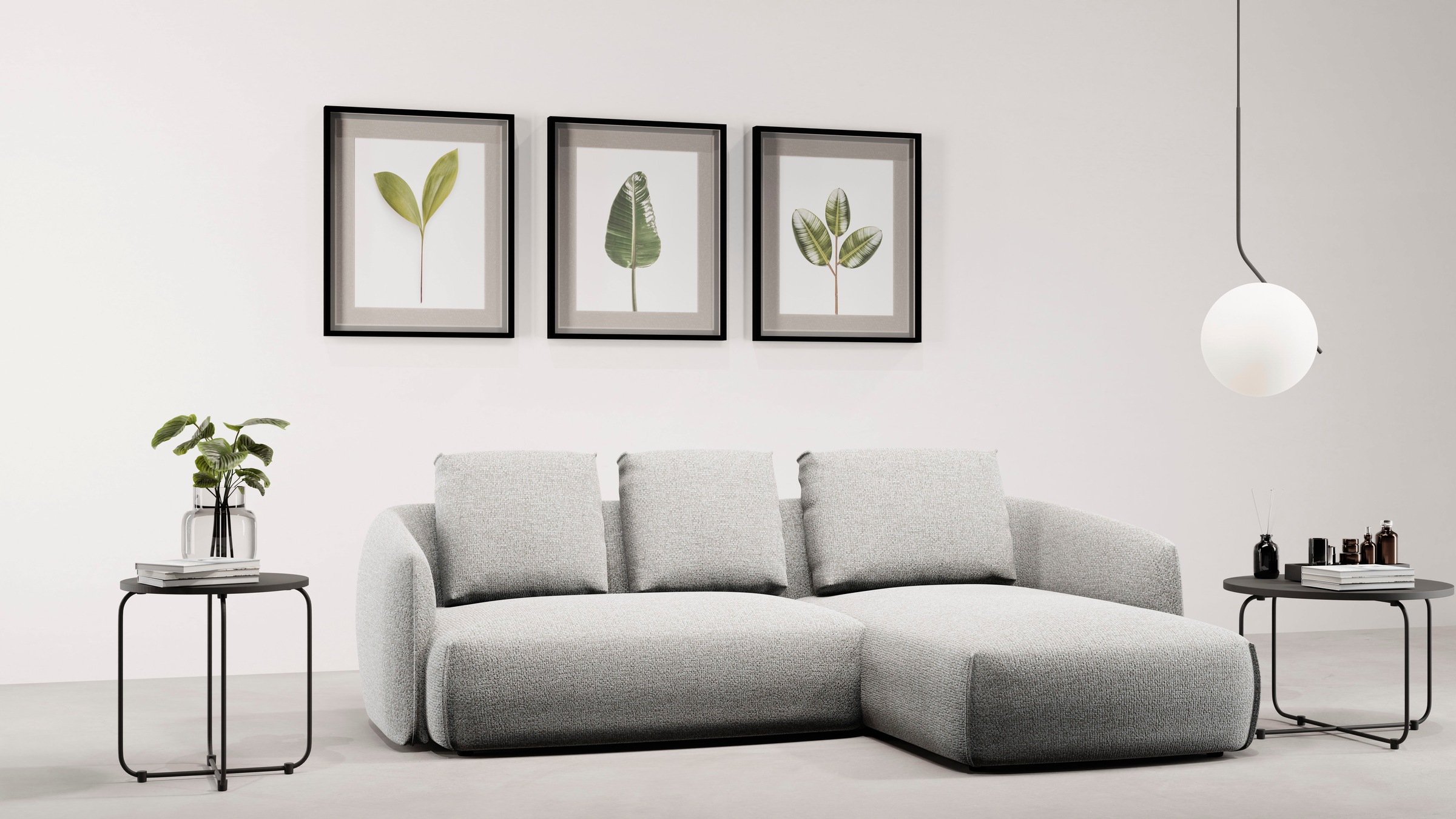 TRENDMANUFAKTUR Ecksofa »Shawn Designsofa mit elegant geschwungen Armlehnen, L-Form«, bequem, organischer Form, mit hochwertigem Bezug