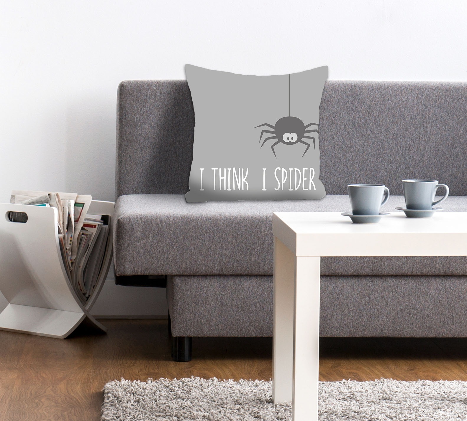 queence Dekokissen »I THINK I SPIDER«, Kissenhülle,I think I spider,Spruch,Witzig,Spinne,Englisch,Lustig