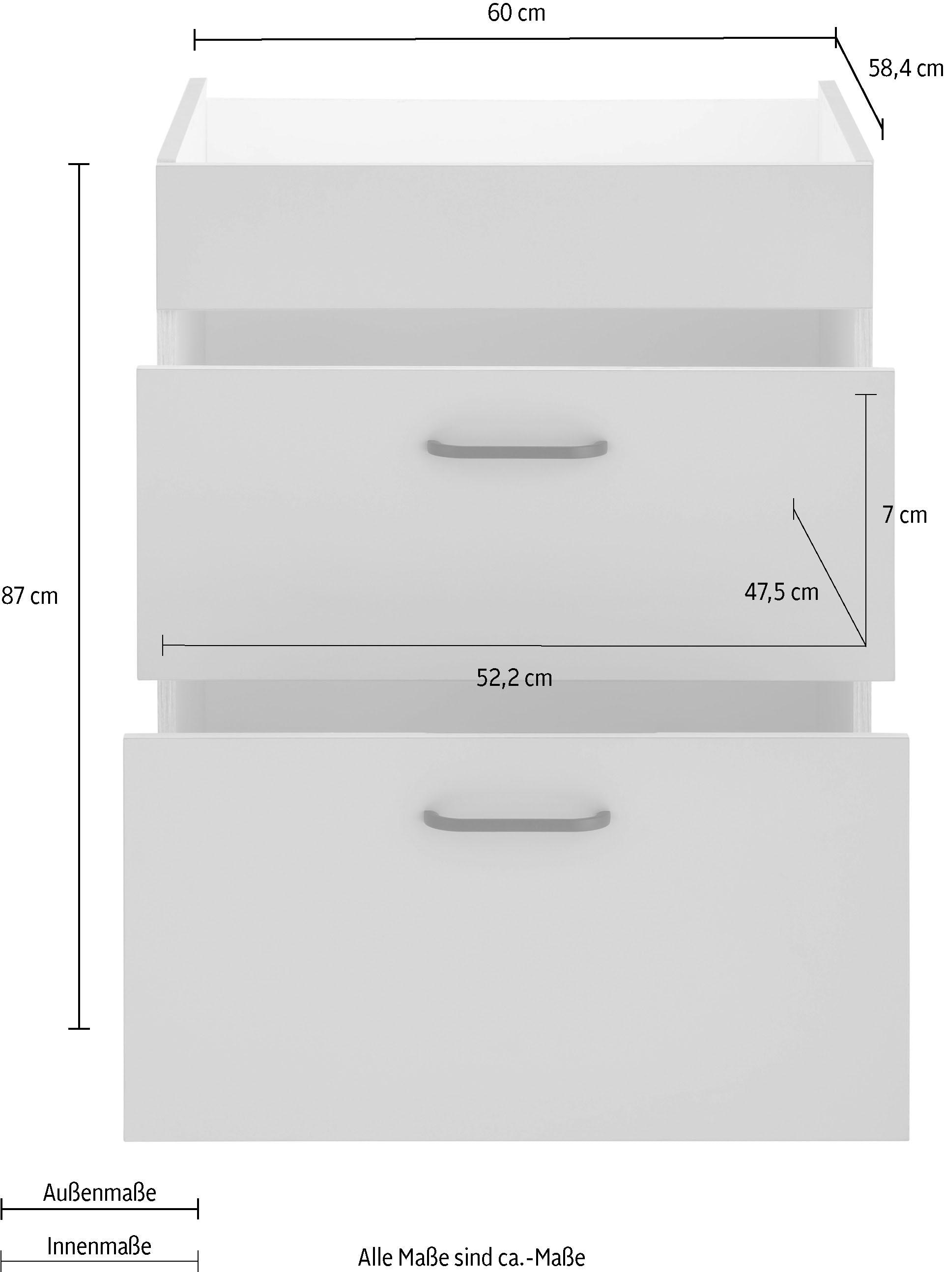 OPTIFIT Kochfeldumbauschrank Breite Füße, bei Soft-Close-Funktion, OTTO höhenverstellbare »Elga«, 60 cm mit