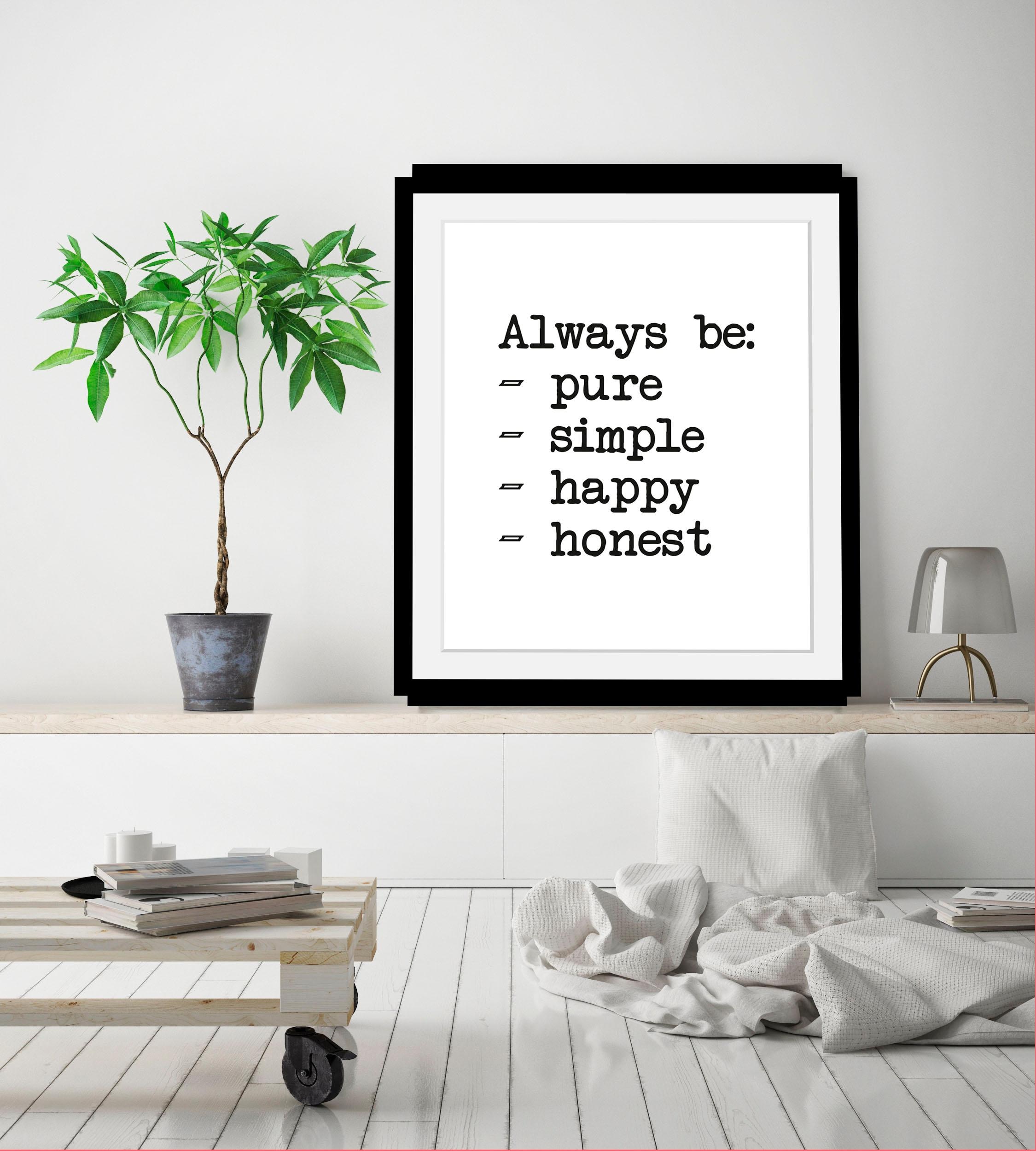 queence Bild »Aufzählung«, Schwarz-Weiß-Schriftzug-Motivationsbilder, HD Premium Poster-Druck inkl. Holzrahmen