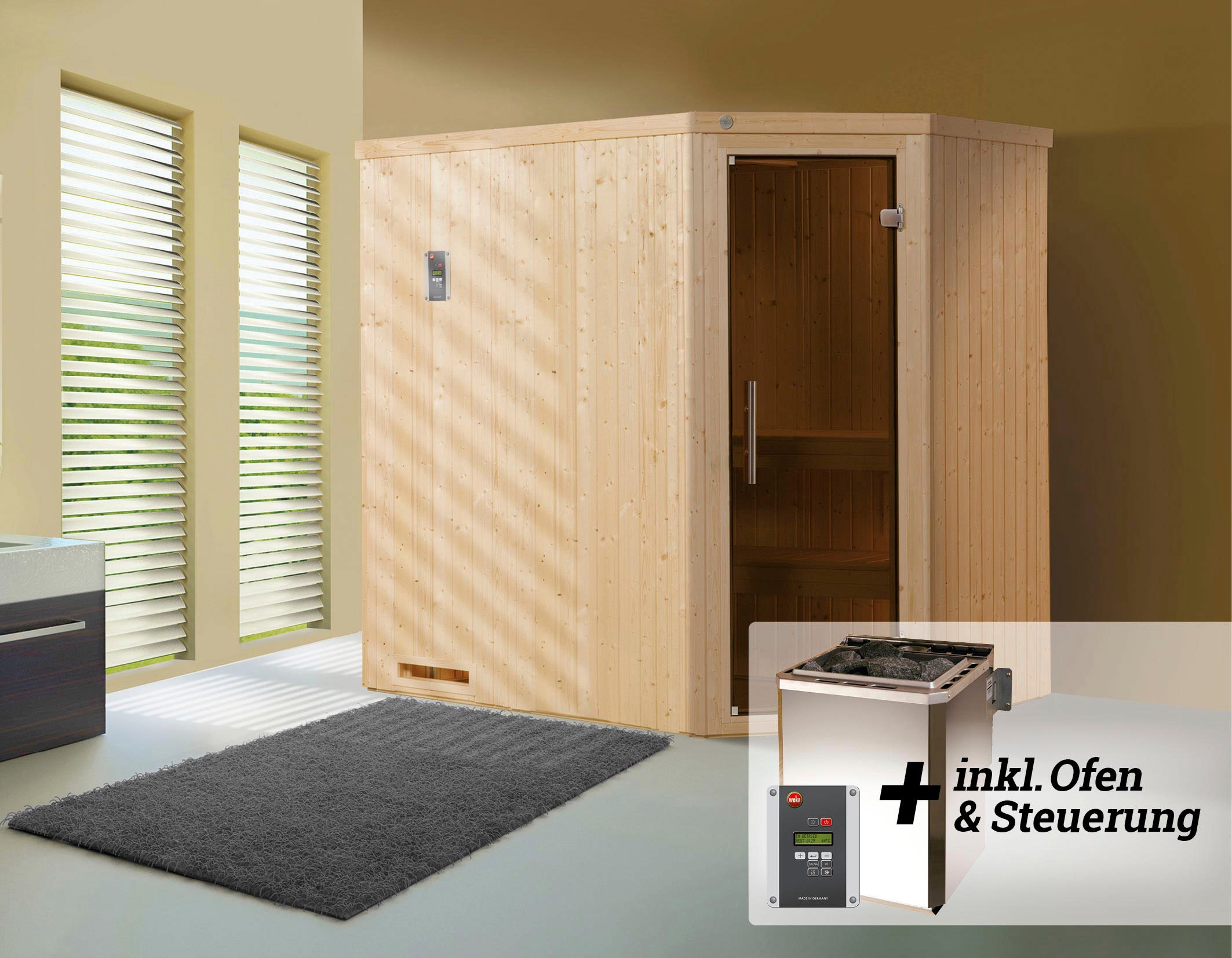weka Sauna »Varberg«, 7,5 kW Bio-Ofen mit digitaler Steuerung