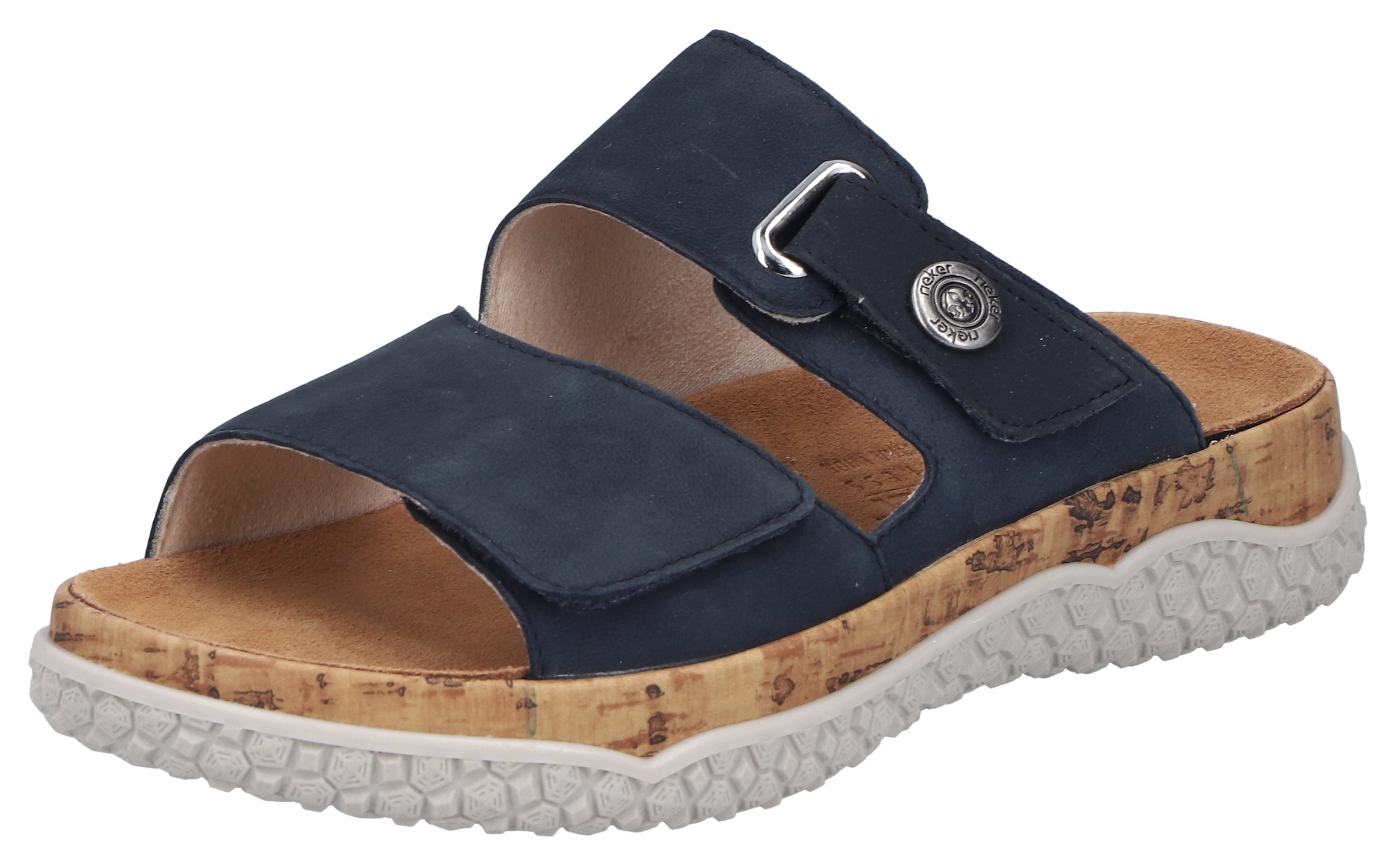 Rieker Pantolette  Sommerschuh, Schlupfschuh, Hausschuh mit Klettriemchen