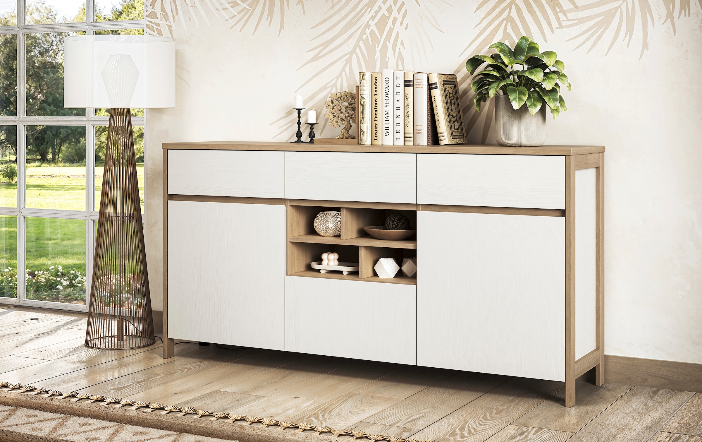 Home affaire Sideboard »Stranda, moderner Schrank, Kommode im Scandi-Style, 165 cm breit«, elegante Rahmenoptik, ausreichend Stauraum, vielseitig einsetzbar