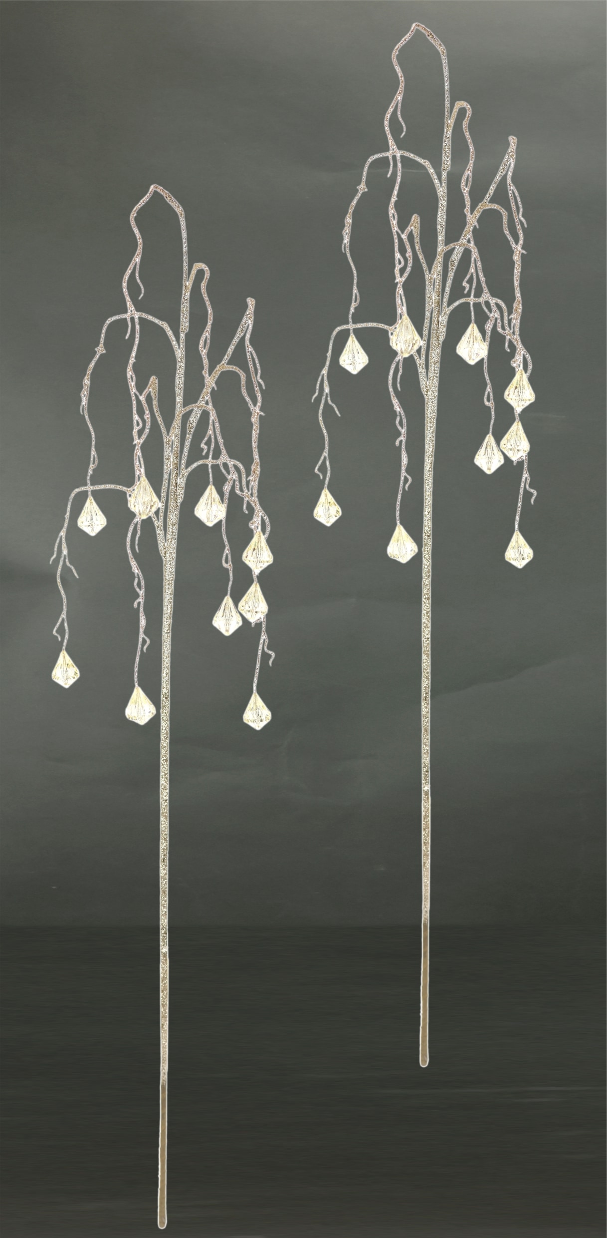 I.GE.A. Kunstzweig »Dekozweig« 2er Set 70cm Acryl Steine Blätter Adventskranz Floristik Deko Zweig