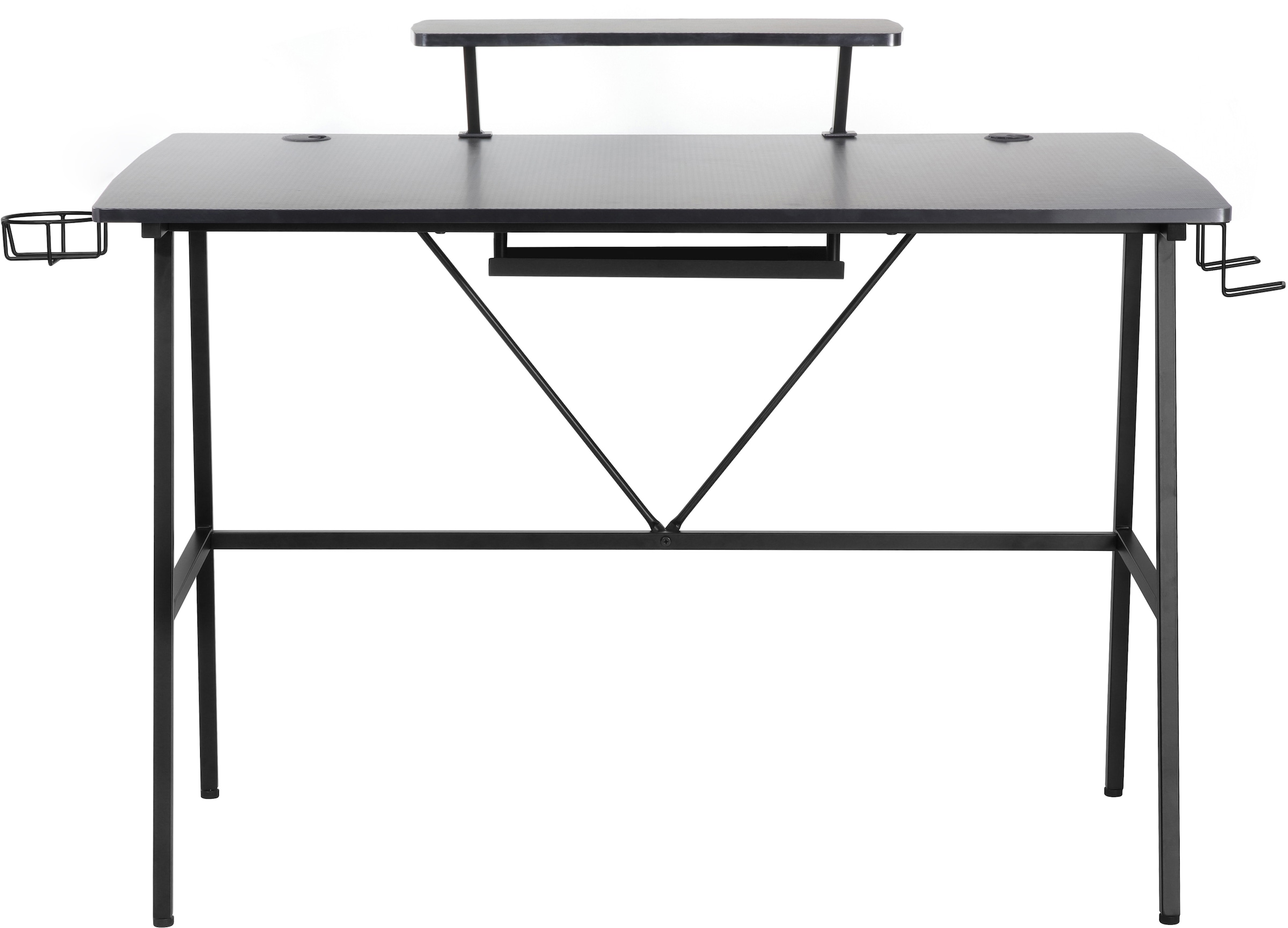 INOSIGN Gamingtisch »STREAKY, Schreibtisch, Computertisch, Kabeldurchlass, 2 Kopfhörerhaken«,Getränkehalter, Monitoraufsatz, Kabelführung, Breite 120 cm