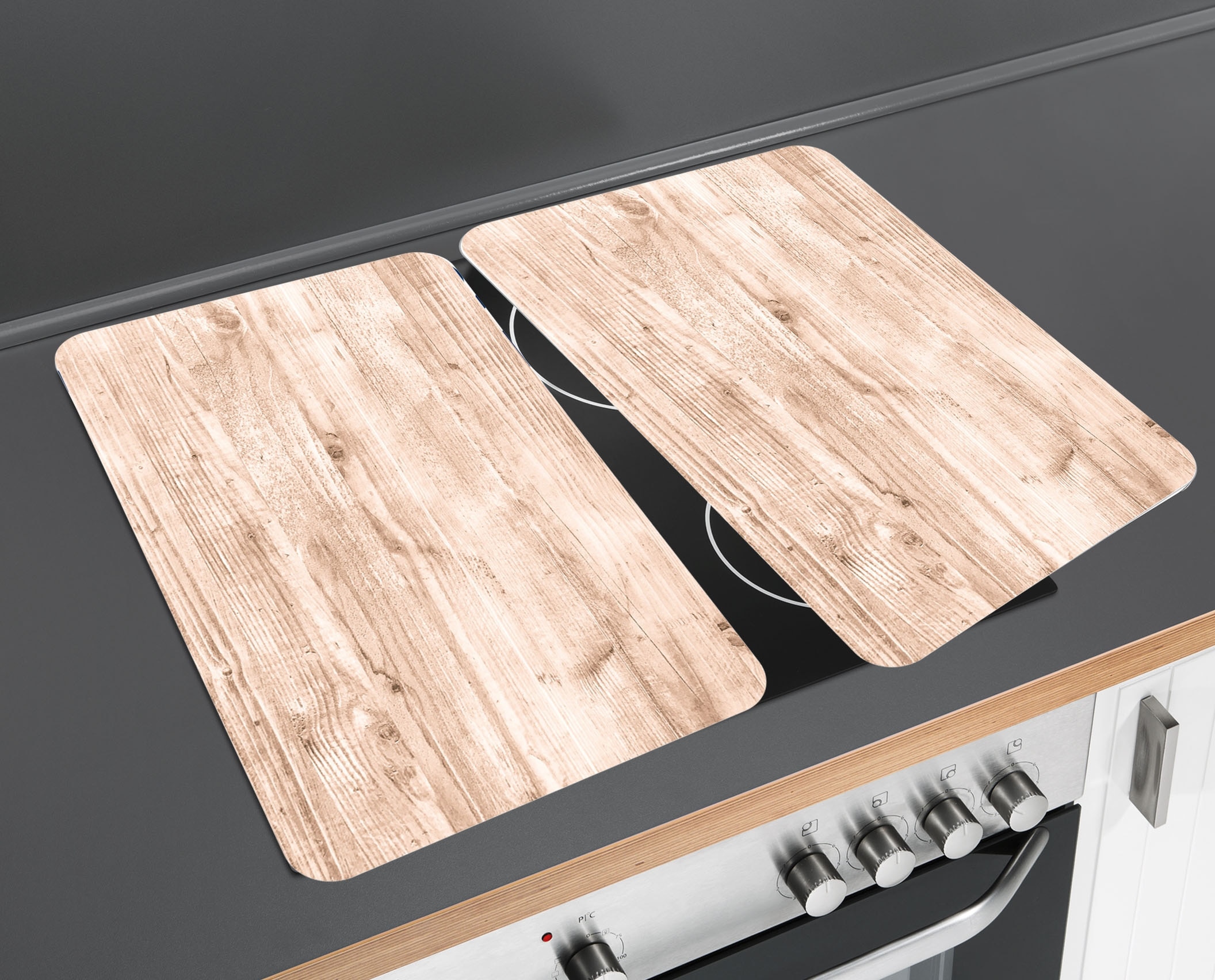WENKO Herd-Abdeckplatte »Natural Look«, (Set, 2 tlg.), für alle Herdarten