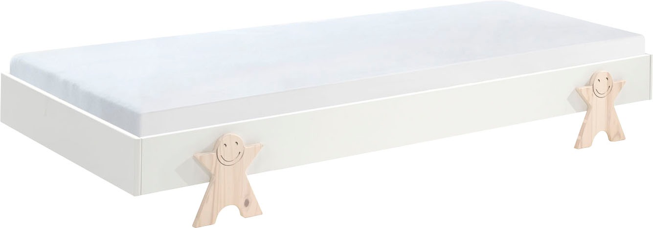 Vipack Kinderbett »Modulo, stapelbares Einzelbett, inkl. Rolllattenrost, 2 Farben« B/H/T ca. 203,6x93,8x48cm, Fuß Smile massiv, Bettseiten MDF lackiert,  Liegefläche 90/200 cm, einzeln oder als 2-er Set erhältlich