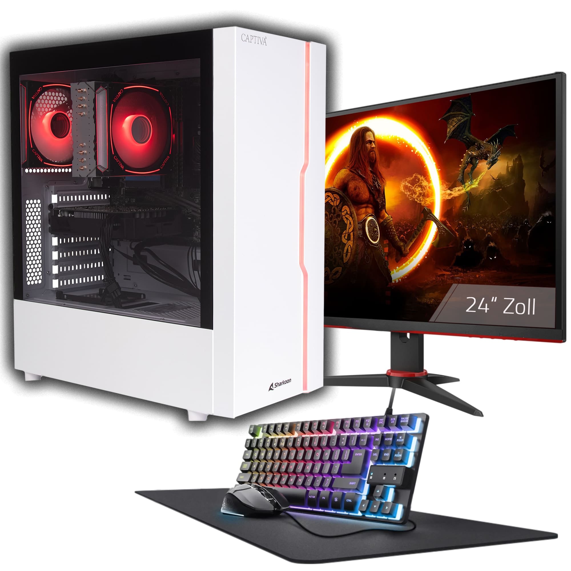 CAPTIVA Gaming-PC-Komplettsystem »Advanced Gaming R94-788 TFT Bundle« 24 ″ AMD Ryzen 5 GeForce® RTX™ 5060 16 GB RAM 1.000 GB SSD