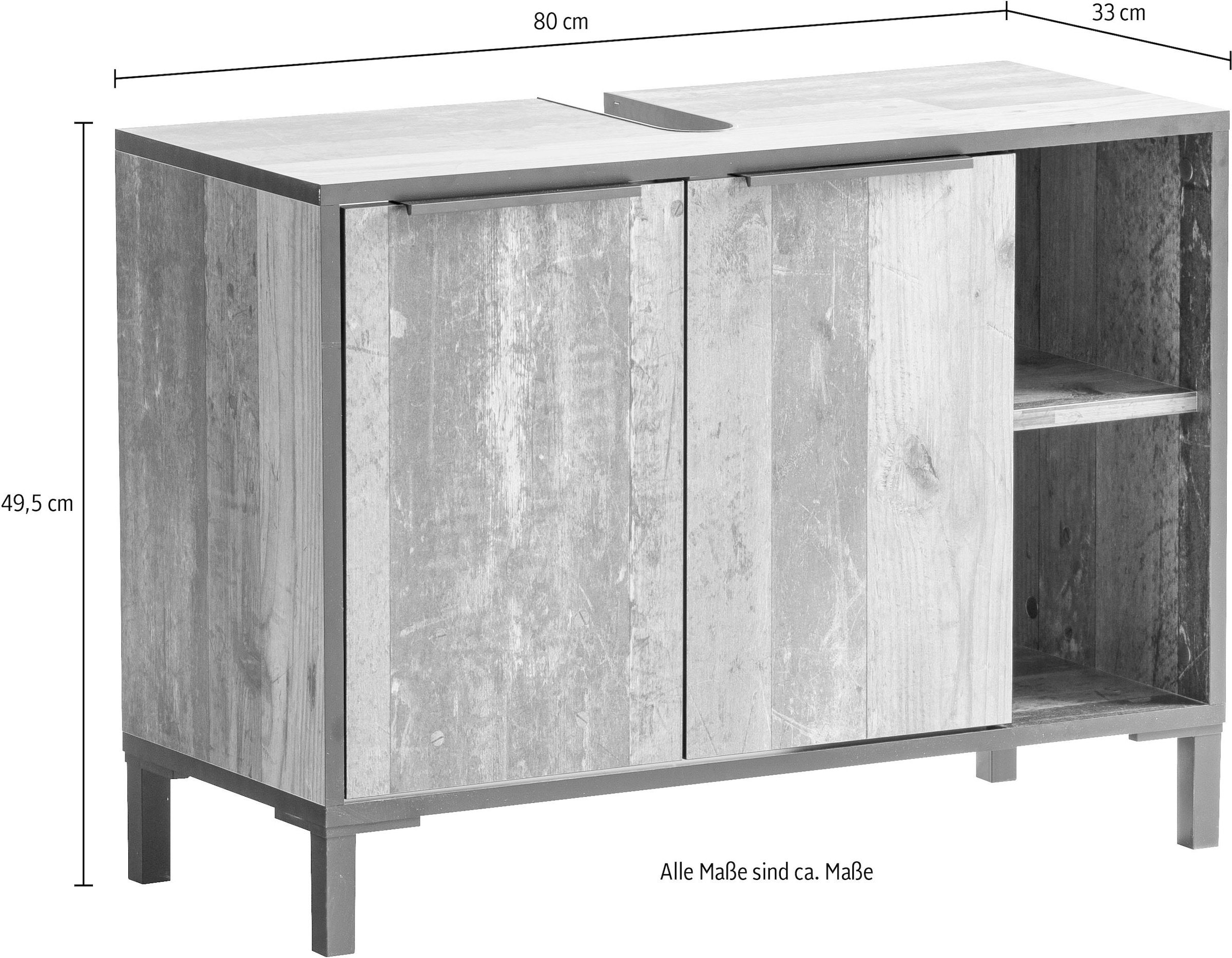 Schildmeyer Waschbeckenunterschrank »Jaap, 79 cm«, Im Old Style Dark Dekor, mit Softclose-Scharnieren