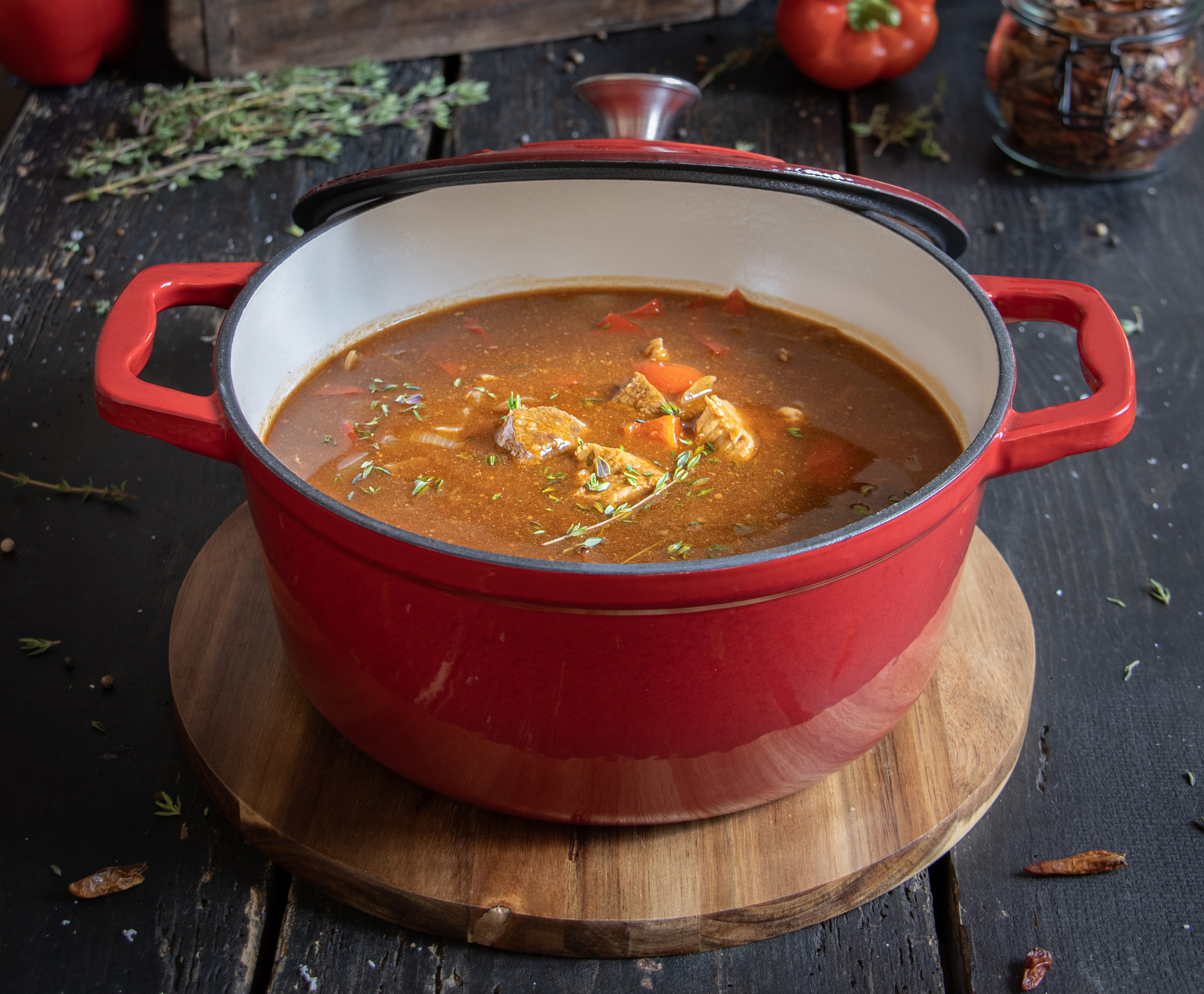 Elo Kochtopf »Kirschrot Gusseisen Topf  26 cm« Topf inkl. Deckel, 2 Stk. tlg. Edelstahl | Gusseisen