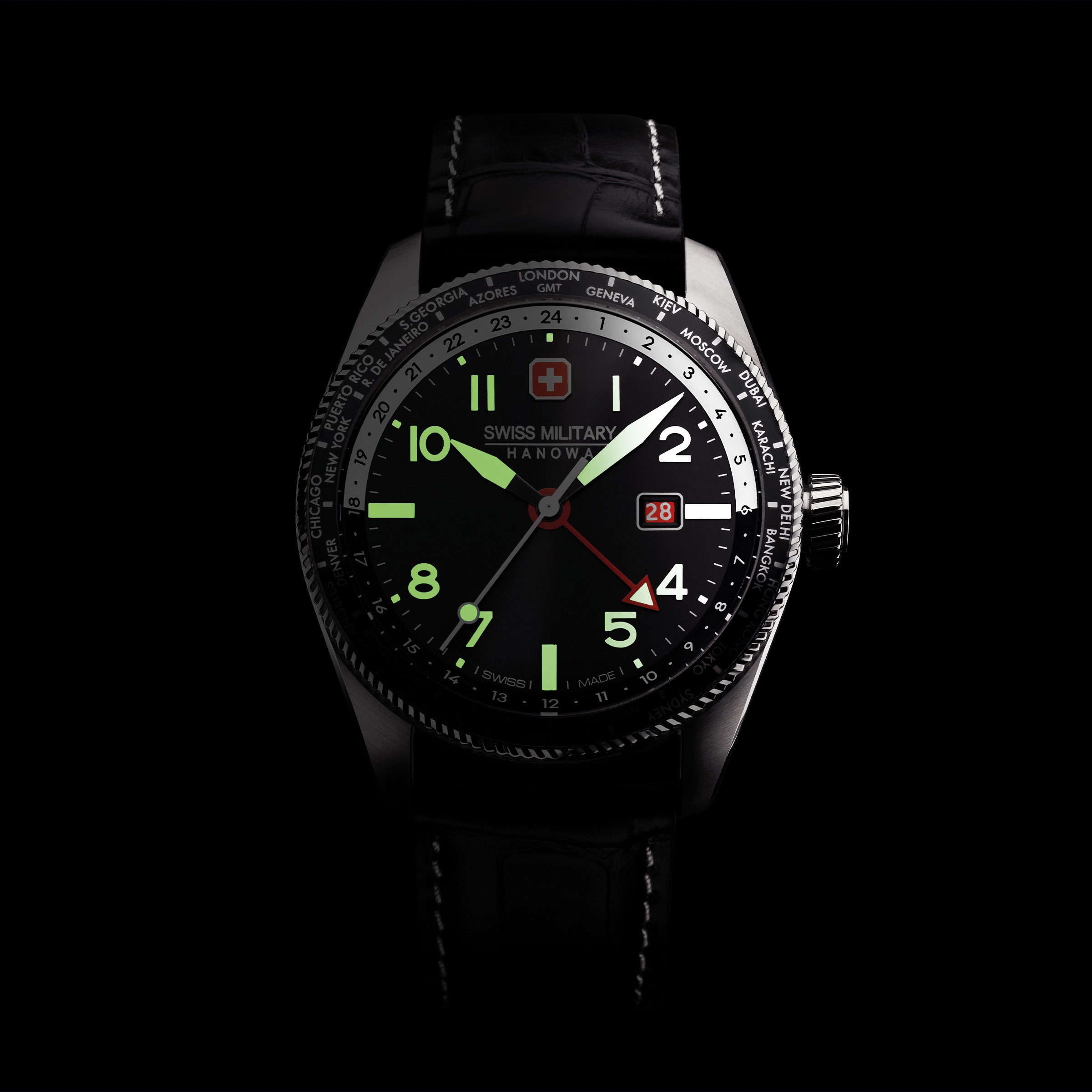 Swiss Military Hanowa Schweizer Uhr »HAWK EYE, SMWGB0000504«, Quarzuhr, Armbanduhr, Herrenuhr, Swiss Made, Datum, Saphirglas, analog