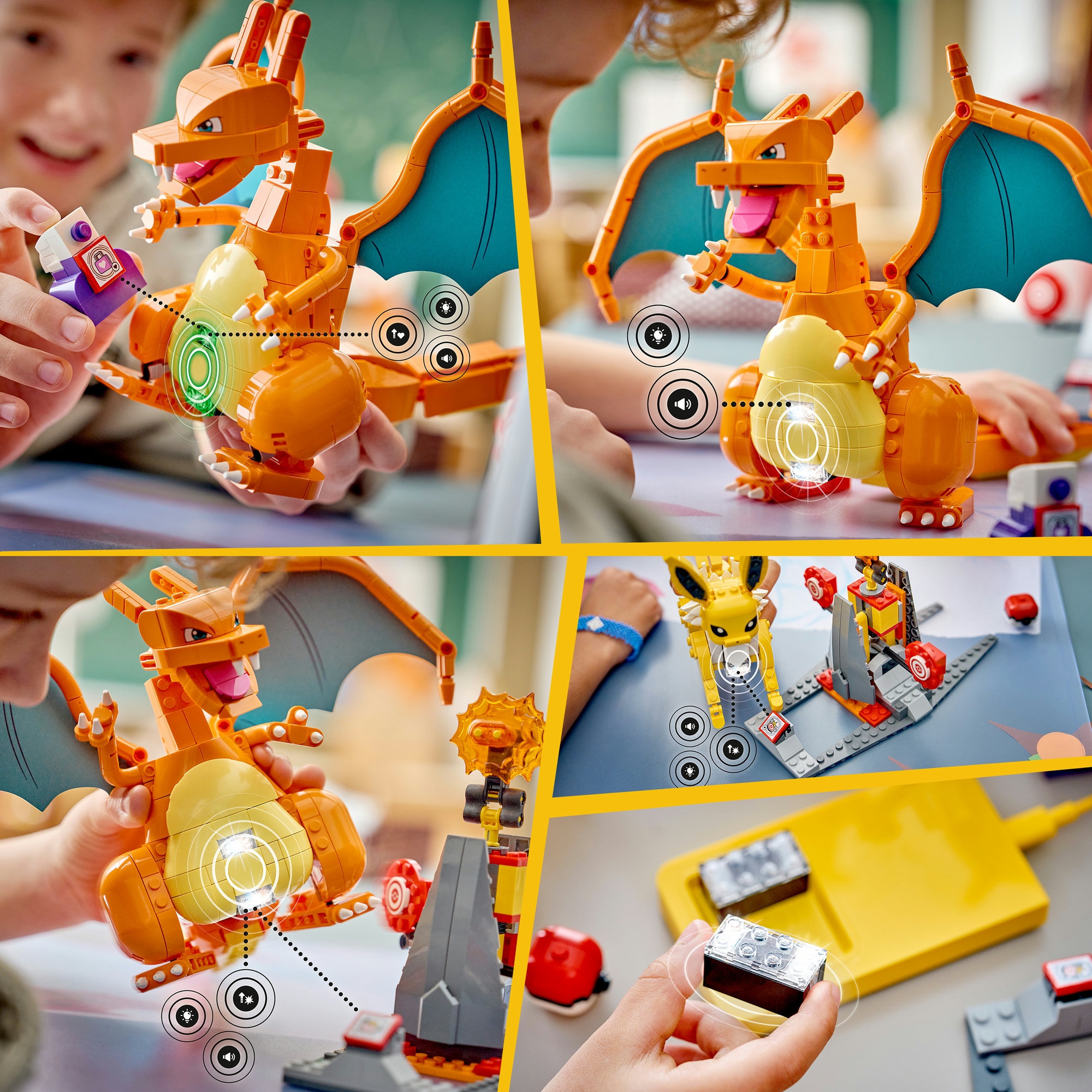 LEGO® Konstruktionsspielsteine »SMART Play: Ultimativer Showdown zwischen Glurak und Blitza (72167)« LEGO Pokémon; inklusive SMART Brick; mit Licht- und Soundeffekten