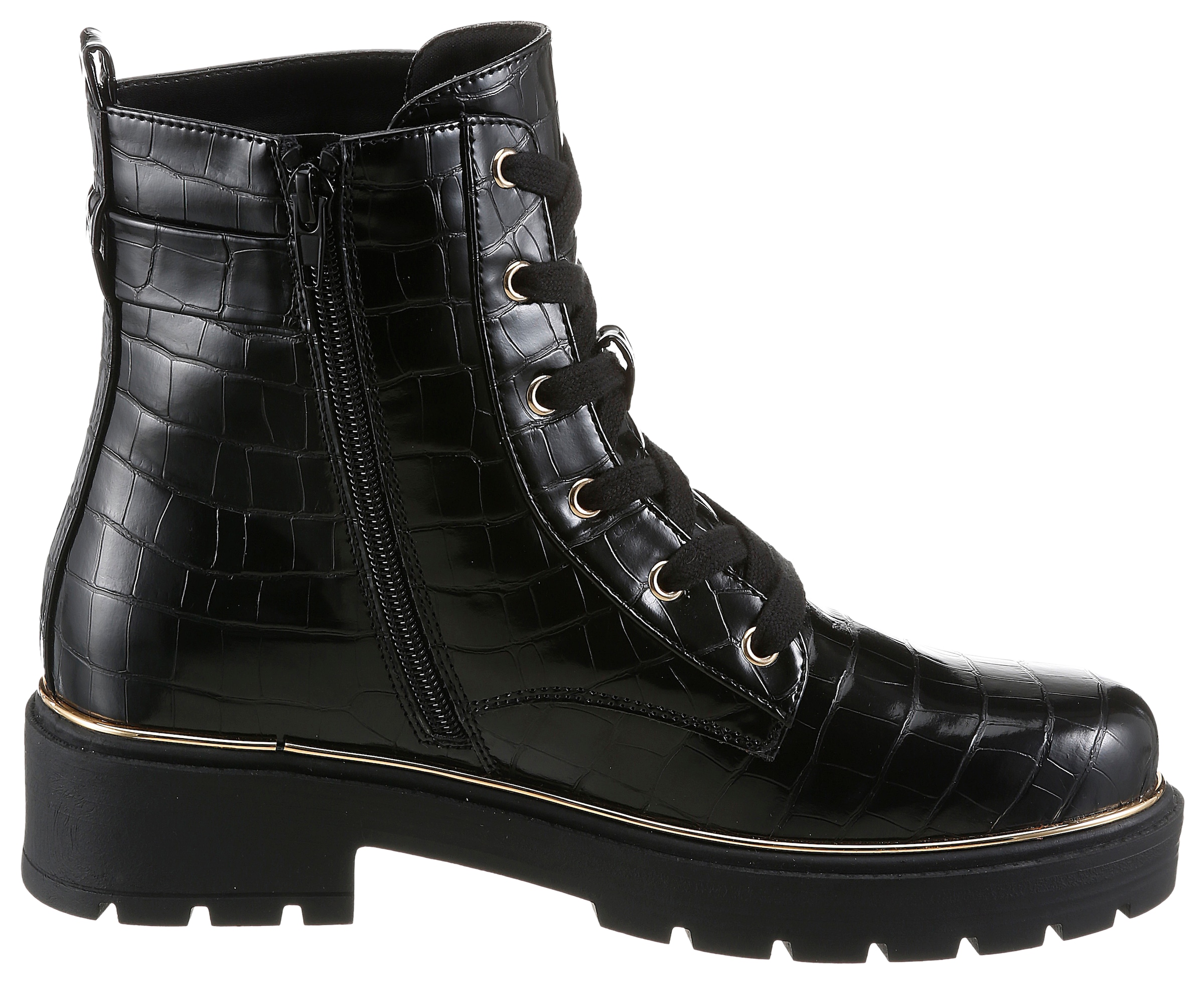 Aniston SHOES Schnürboots  Schnürstiefelette, Ankle Boots im Croco-Look - NEUE KOLLEKTION