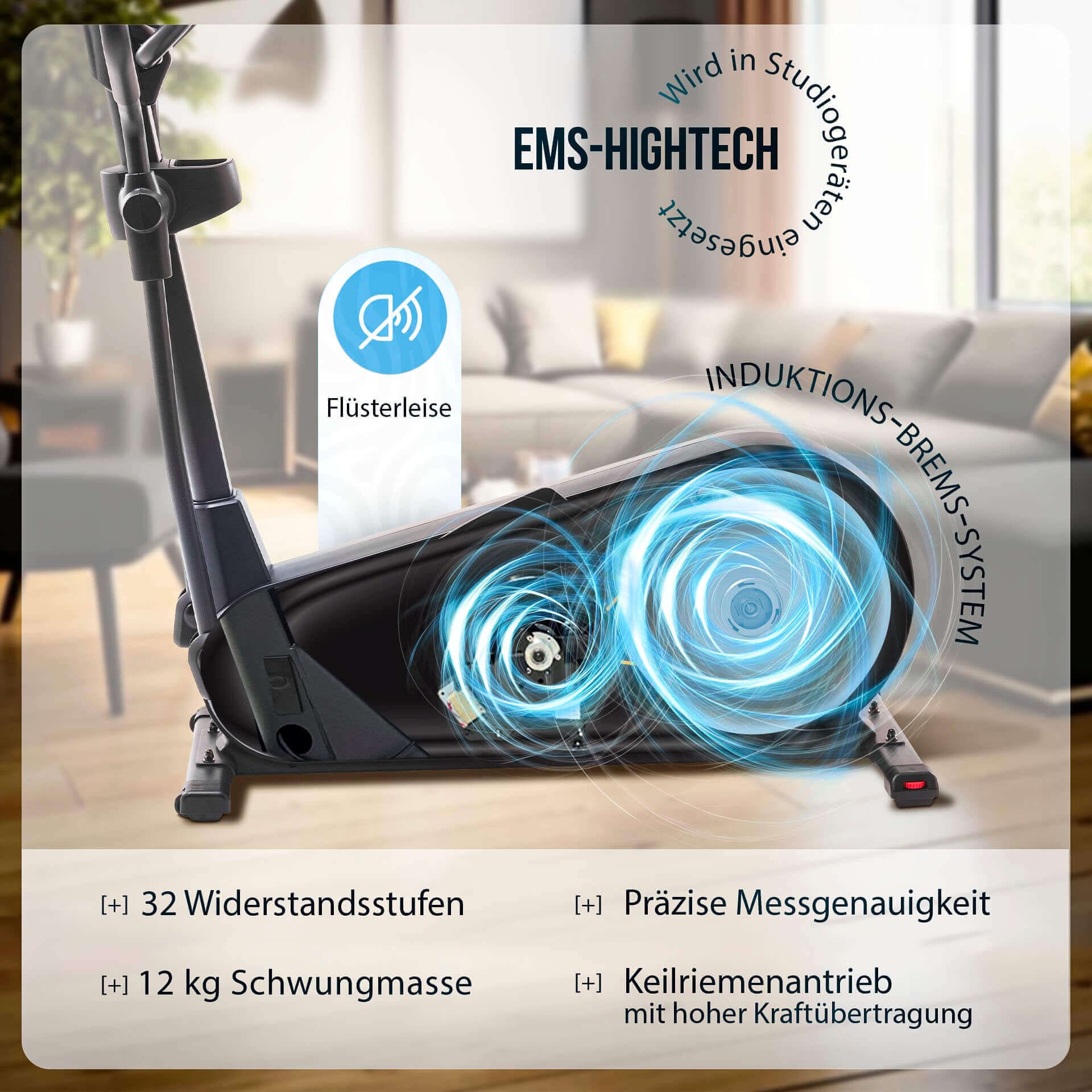 Christopeit Sport® Crosstrainer-Ergometer »EL 8000«, (mit Tablet-Halterung und integr. Pulsempfänger), Schwungmasse ca. 12 kg, 32 Widerstandsstufen