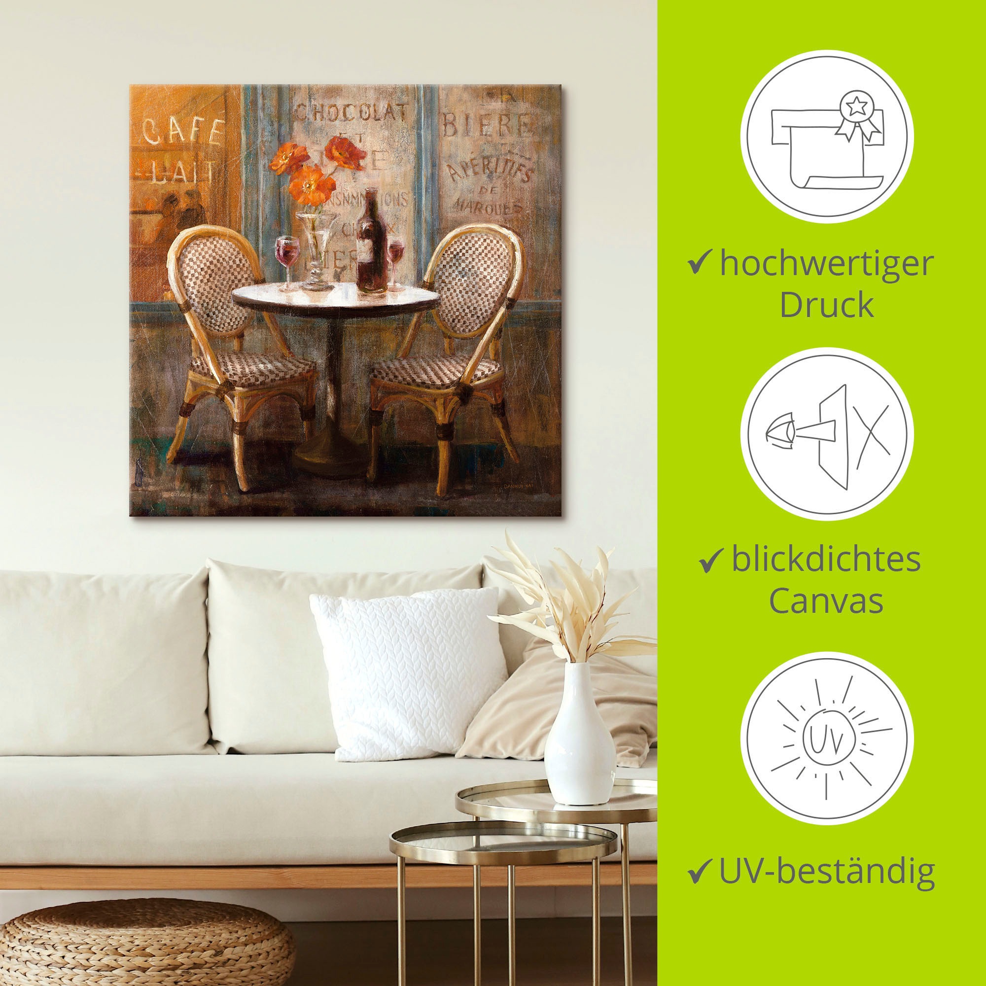 Artland Leinwandbild »Triff mich im Cafe I« Restaurant & Cafés 1 Stk. tlg. auf Holzrahmen gespannt