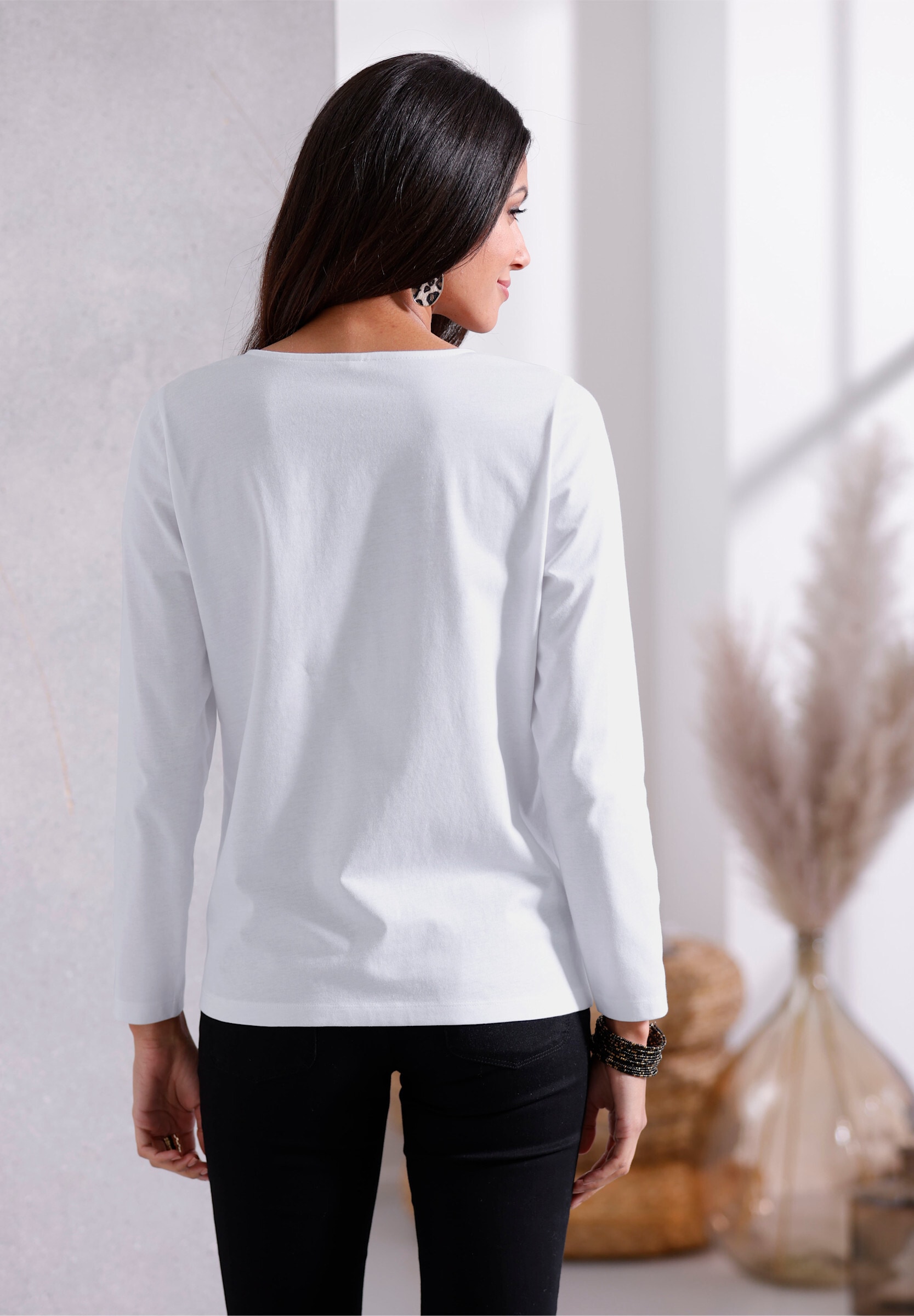 Sieh an! T-Shirt »Langarm-Shirt Langarmshirt mit Druck vorne«