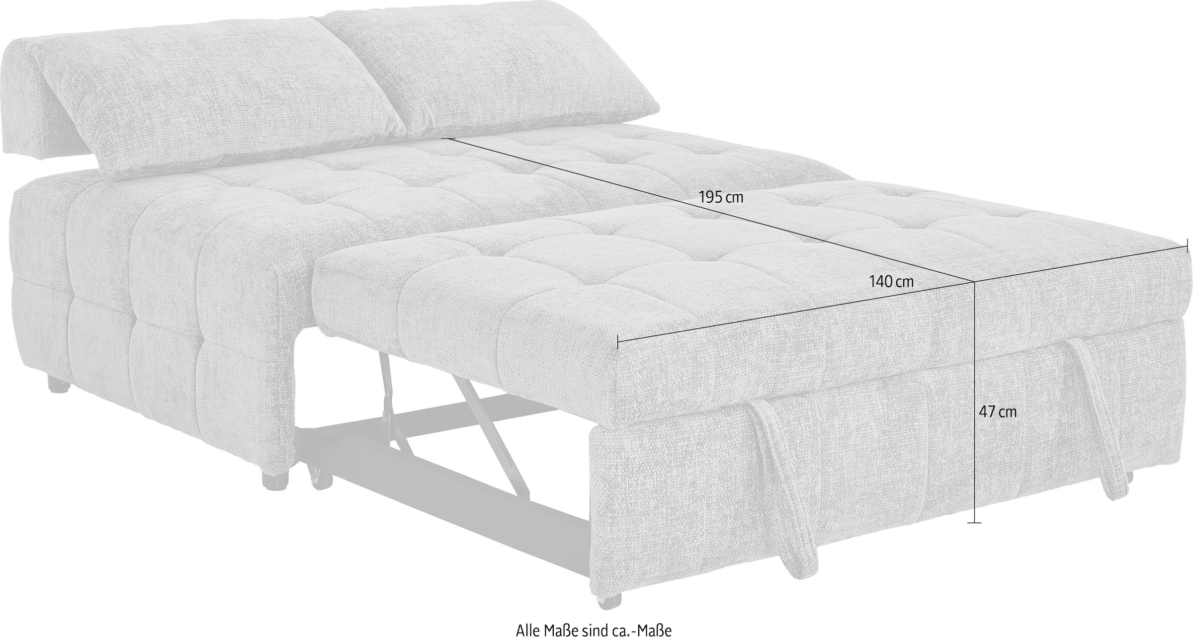 ATLANTIC home collection Schlafsofa 2-Sitzer Schlafsofa mit Sitztiefenverstellung (2x)