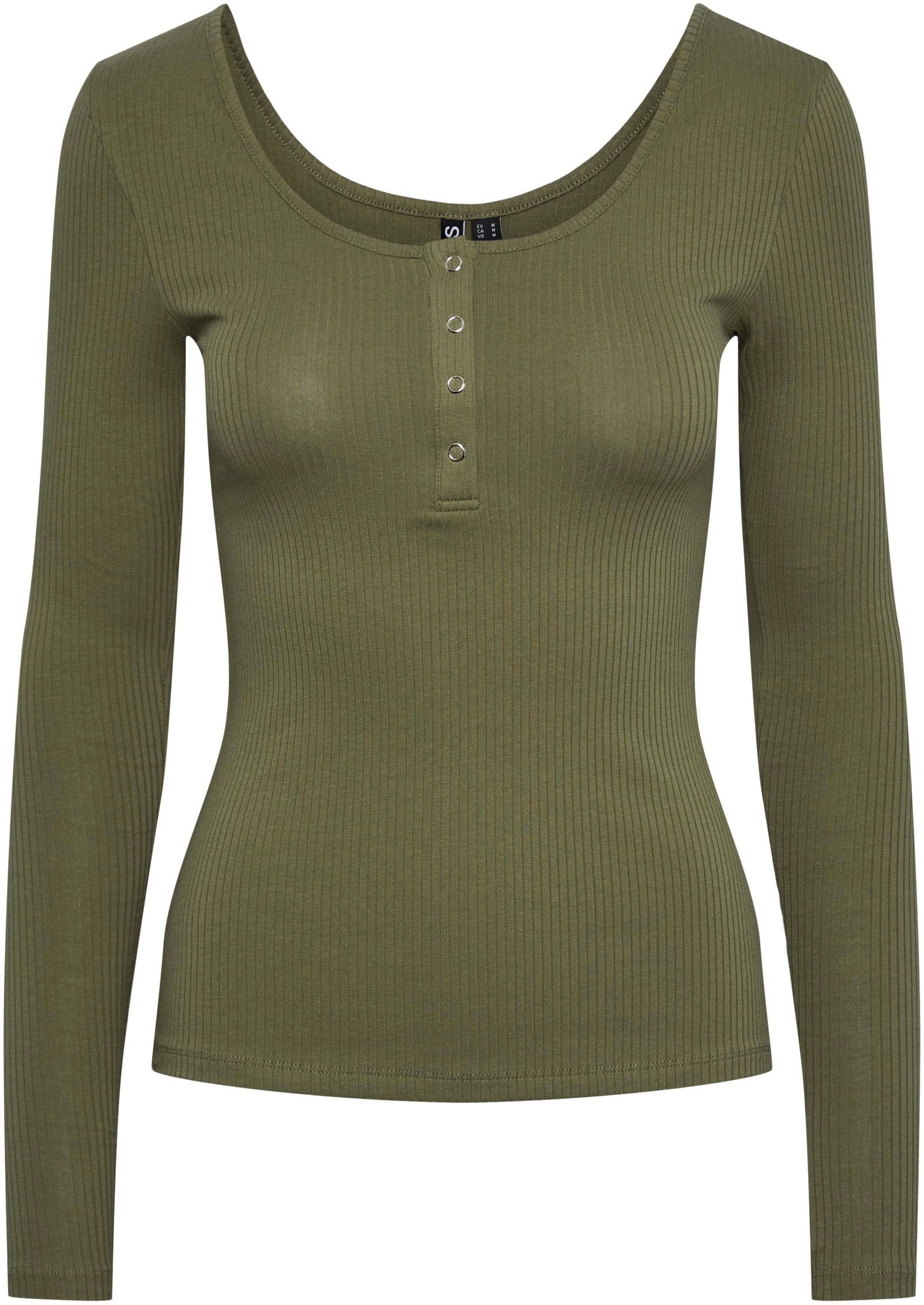 pieces Langarmshirt »PCKITTE LS TOP NOOS BC« Baumwollmischung, slim fit