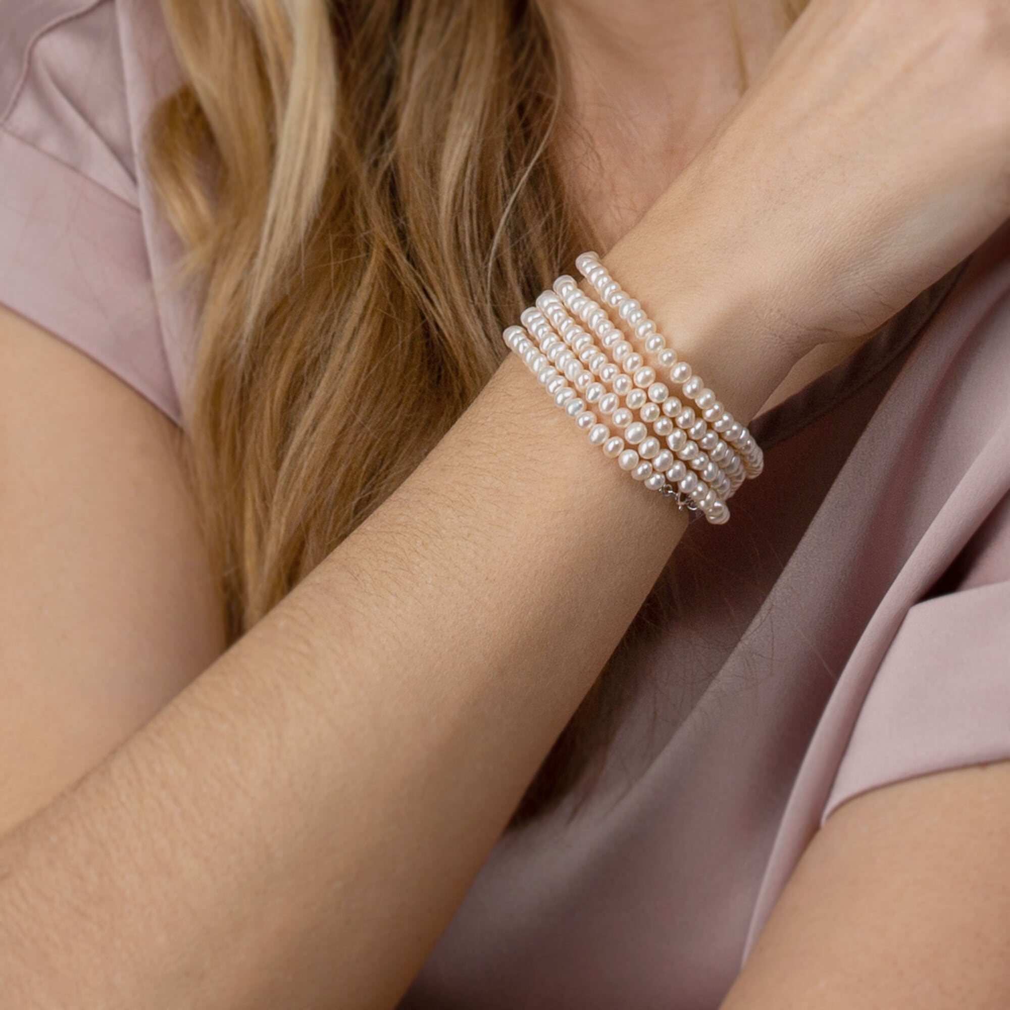 AILORIA Perlenkette »Armband-Halskette Silber/weiße Perle MOE«
