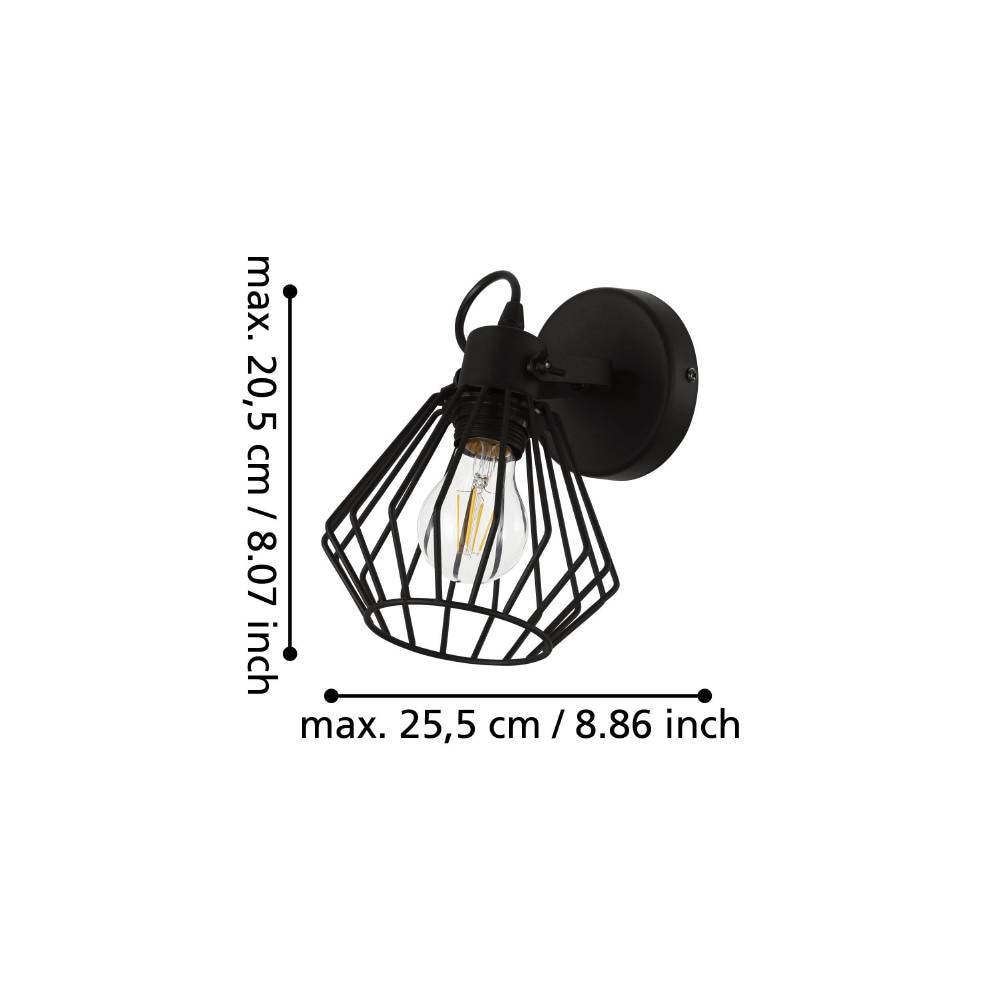 EGLO Deckenspot »TABILLANO Wandlampe, Flurlampe, Wohnzimmerlampe, Metall, schwarz, E27«, 1 flammig, Leuchtmittel E27 | ohne Leuchtmittel, Wandleuchte, Vintage, Industrial, modern, Drahtgestell, 11cm