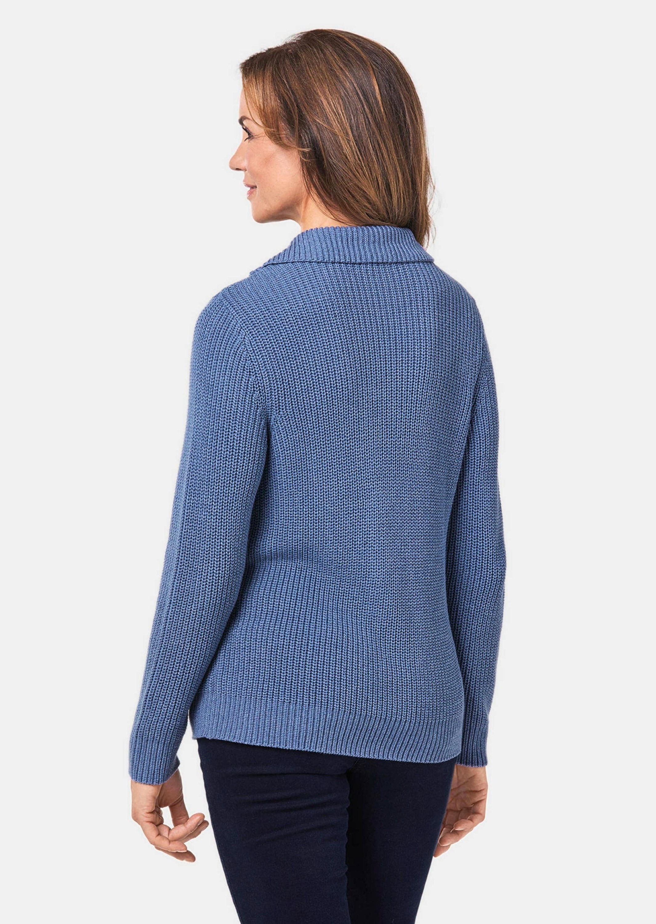 GOLDNER Strickpullover »Kurzgröße Sportiver Troyer mit Baumwollanteil«