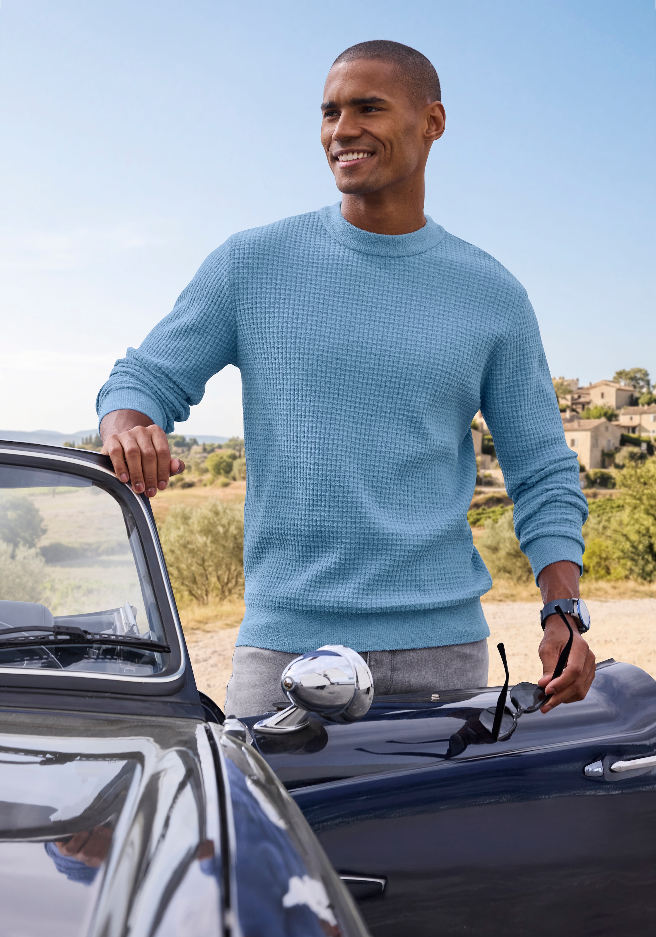 H.I.S Strickpullover », Pullover aus weicher Chenille« Waffeldesign aus besonders weicher Qualität