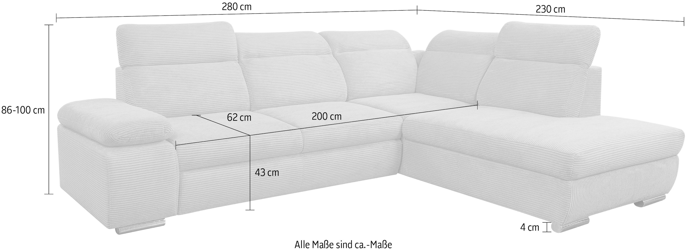 WERK2 Ecksofa »Memo Alicante« Schlafsofa mit Bettkasten & verstellbaren Kopfstützen.