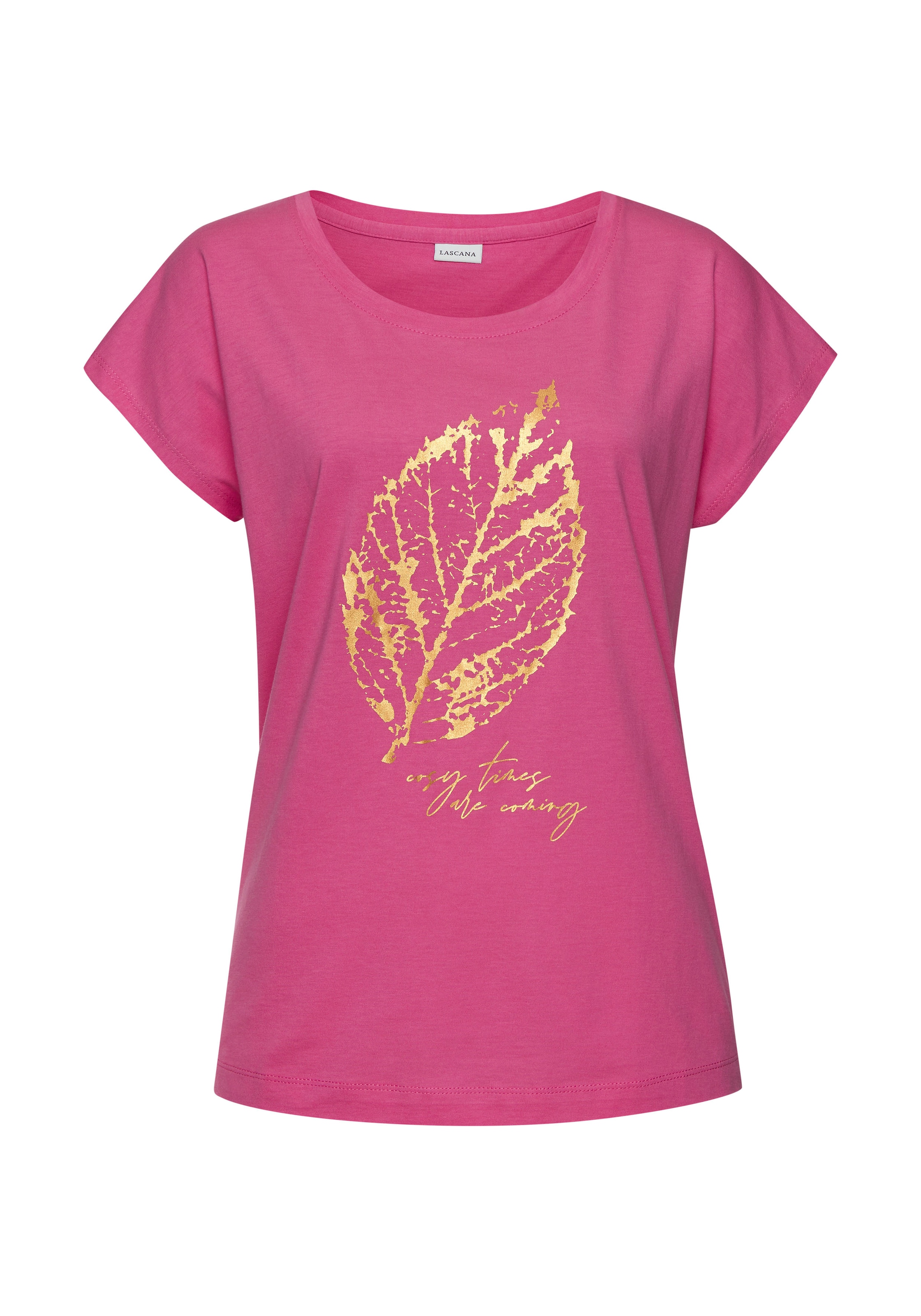 LASCANA Pyjamaoberteil, mit Folienprint