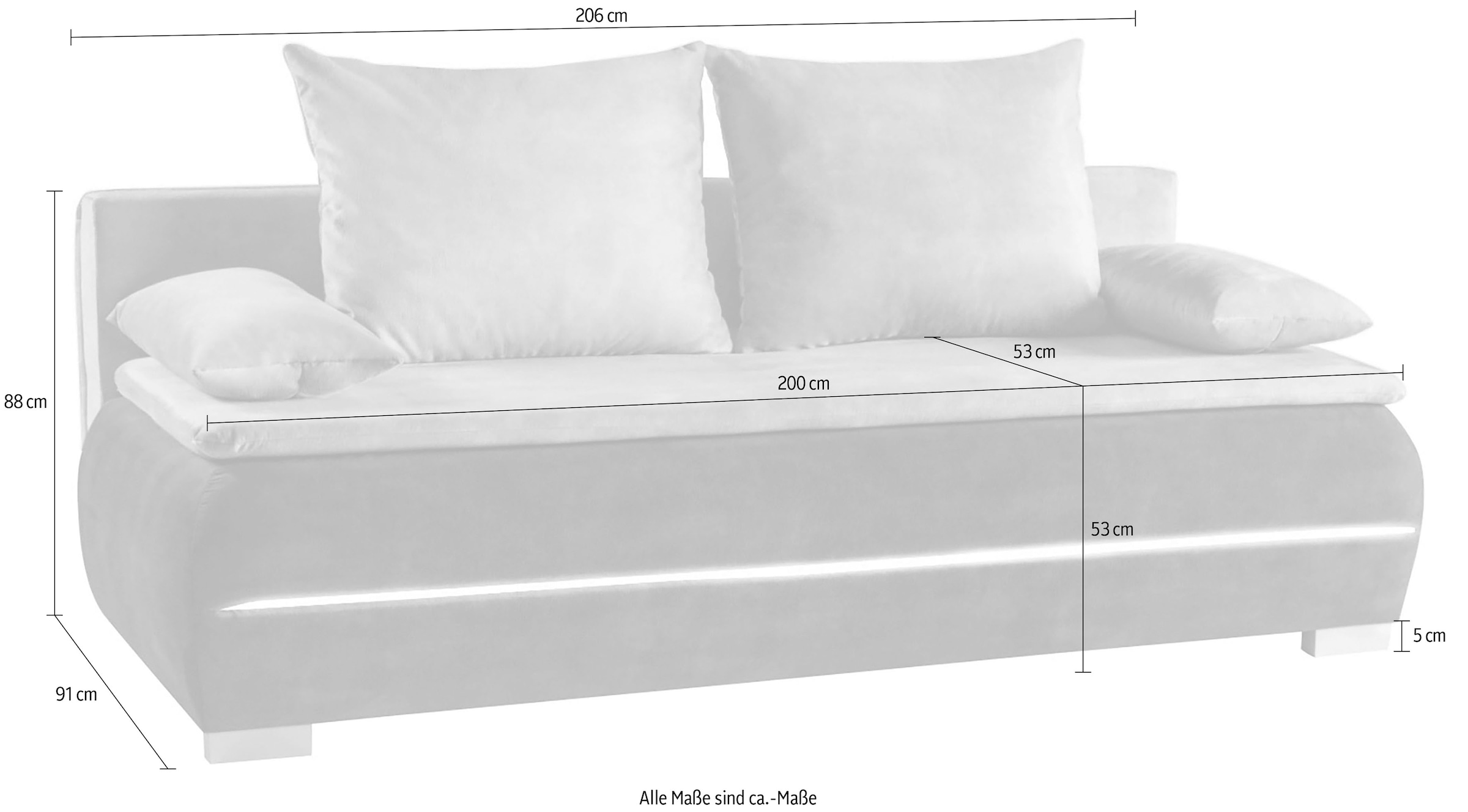 WERK2 Schlafsofa »Tekla LED«, 2-Sitzer Schlafcouch mit Bettkasten & stylischer RGB-LED-Beleuchtung