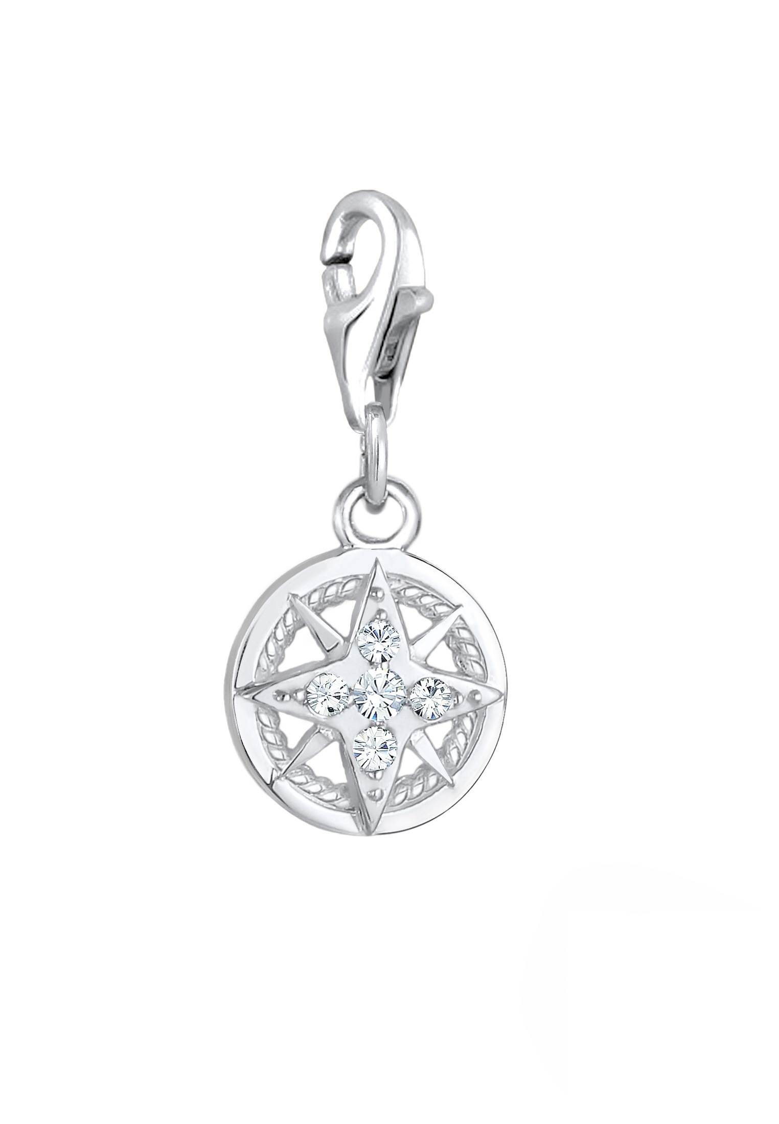 Nenalina Charm-Einhänger »Charm Kompass Maritim Kristalle 925 Silber«
