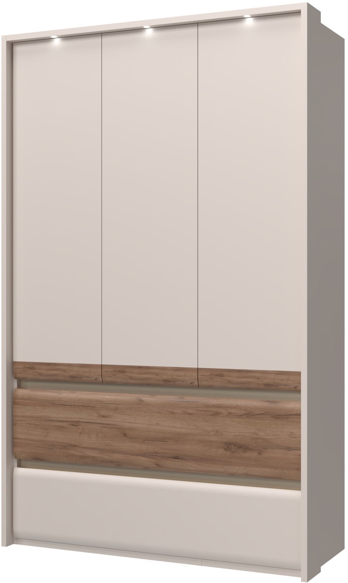 OTTO home Kleiderschrank »Invictus, UV lackiert, kratzfest, FSC-zertifiziert, grifflose Optik« abgerundete Schubladen aus MDF im Holzdekor, soft-close,  mit Beleuchtung und Passpartourahmen, hoher Schrank (226cm), 6 Breiten
