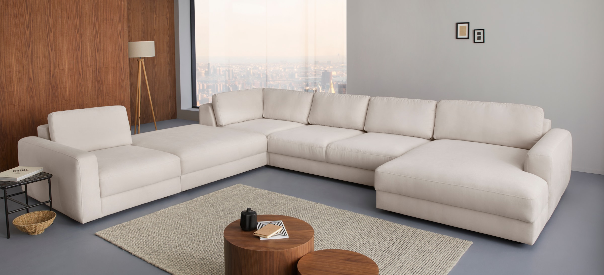 Places of Style Wohnlandschaft »Bloomfield, U-Form«, mit extra tiefer Sitzfläche, wahlweise mit Sitztiefenverstellung