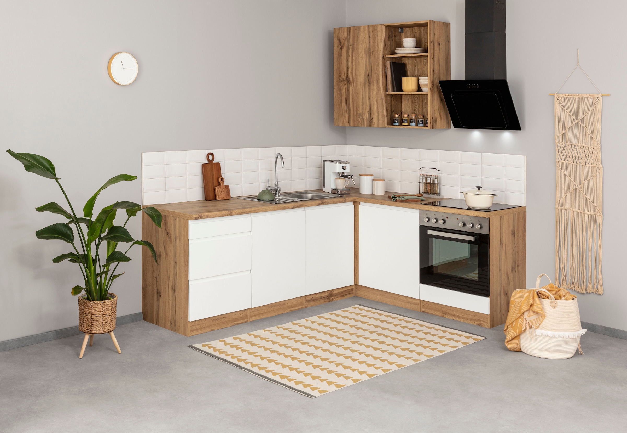 KOCHSTATION Winkelküche »KS-Bruneck«, Stellbreite 240/180 cm breit, wahlweise mit oder ohne E-Geräte, MDF