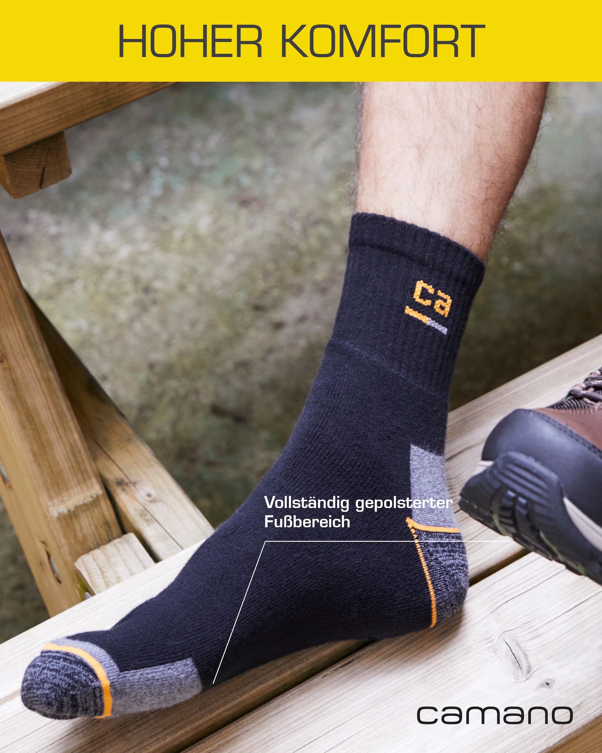 Camano Arbeitssocken »work« 9 Paar tlg. verstärkte Belastungszonen, atmungsaktiv, gepolstert