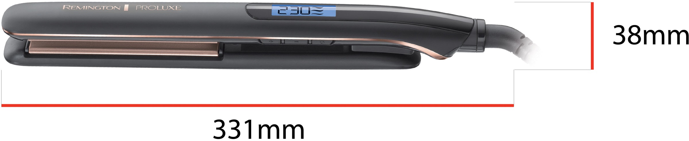 Remington Glätteisen »S9100B E51 PROluxe Midnight«, Ultimate-Glide-Keramik-Beschichtung, OPTIheat-Technologie, LCD display, 110mm lange Keramikstylingplatten