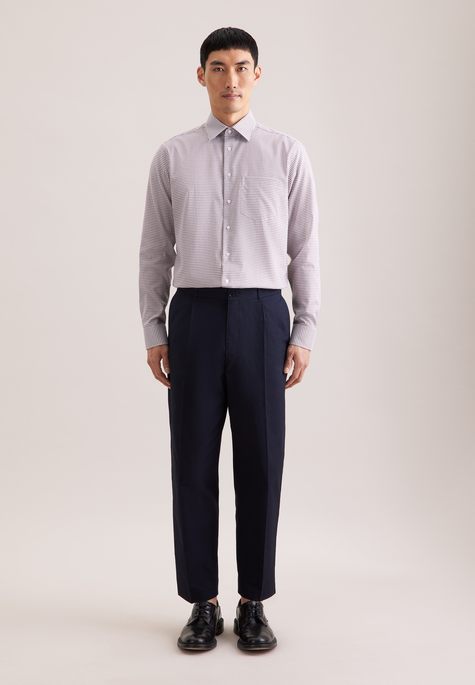 seidensticker Businesshemd »Schwarze Rose« Regular 1/1 Covered-Button-Down-Kragen Karo