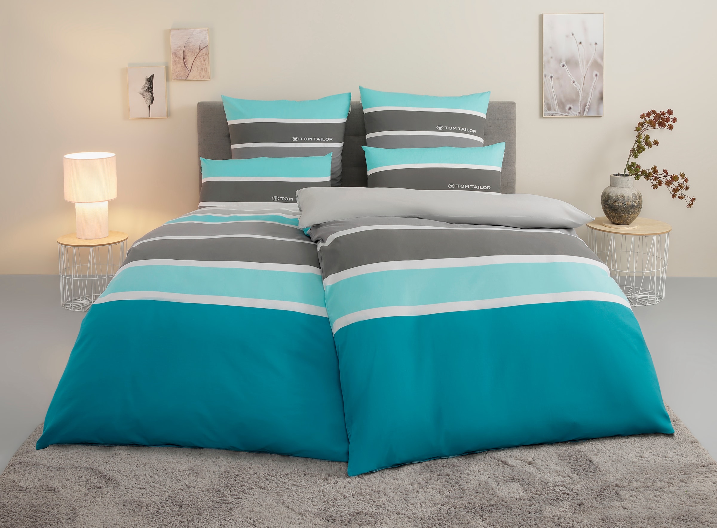 TOM TAILOR HOME Bettwäsche »Felix in Gr. 135x200 oder 155x220 cm« 3 mit GRATIS-Zugabe: Gästehandtuch (100% Baumwolle), mit Reißverschluss