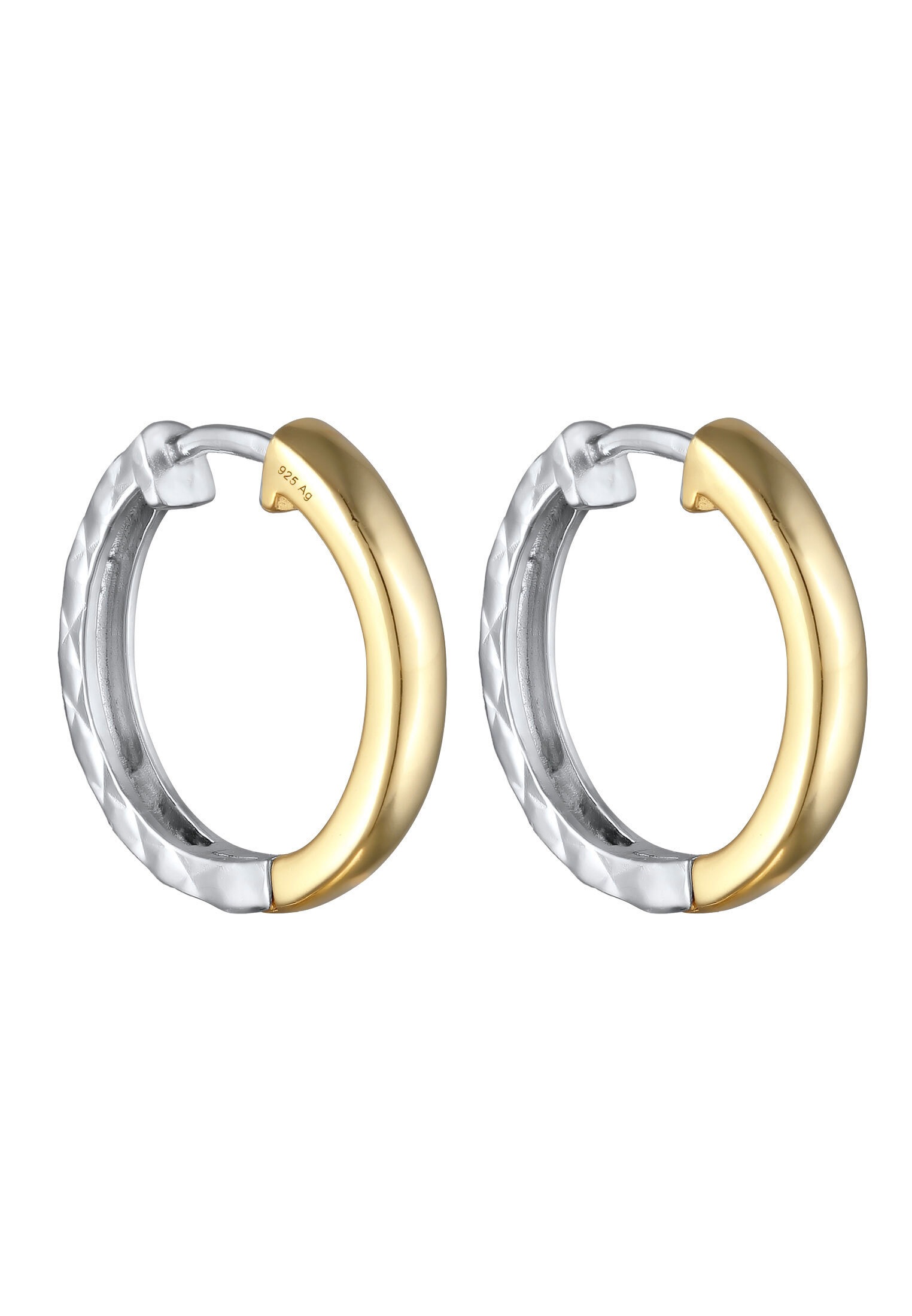 Elli Paar Creolen »Ohrringe Creolen Struktur Bicolor 925 Sterling Silber«