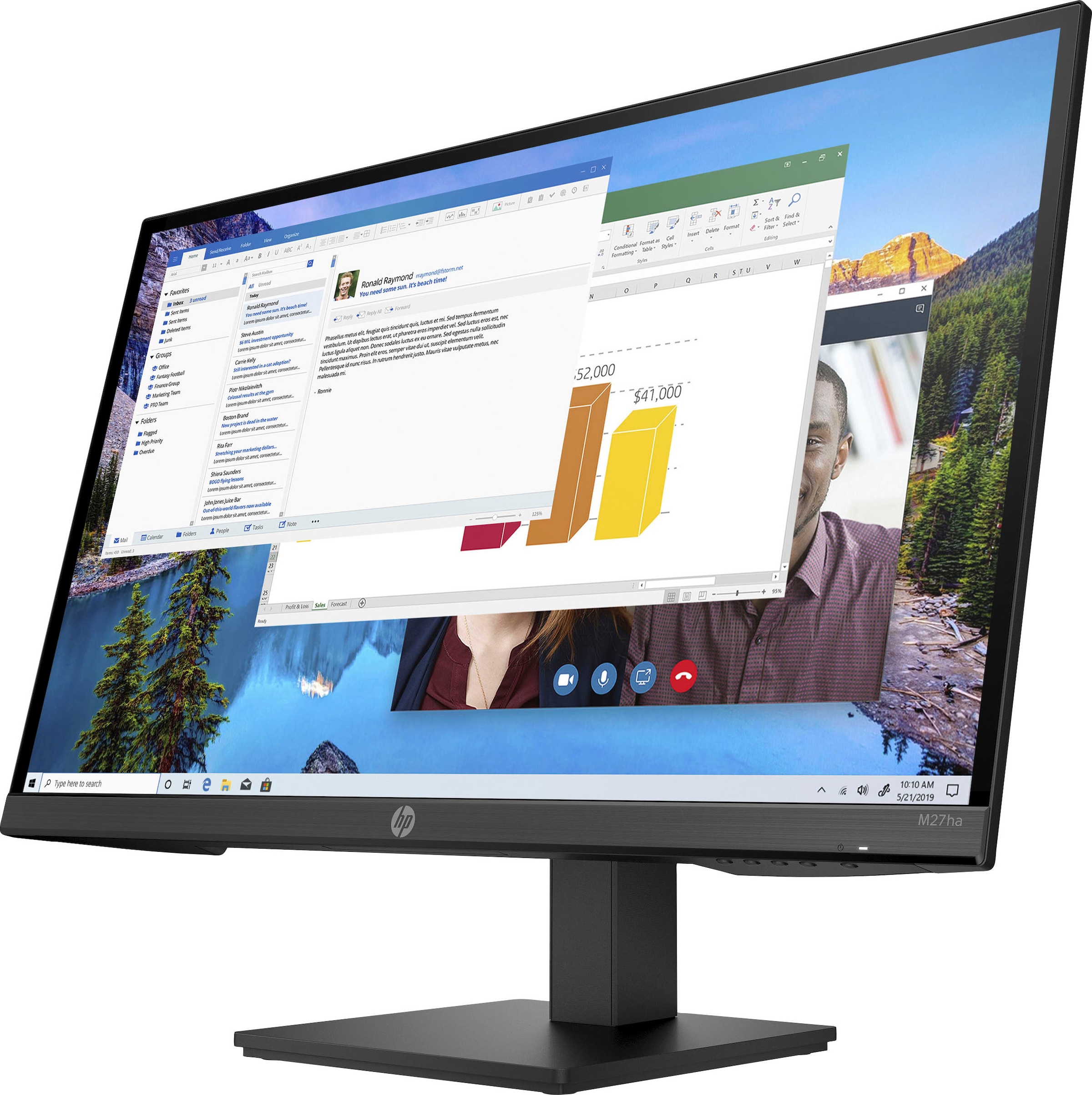 HP LCD-Monitor »M27ha«, 69 cm/27 Zoll, 1920 x 1080 px, Full HD, 5 ms Reaktionszeit, 60 Hz, höhenverstellbar, Lautsprecher
