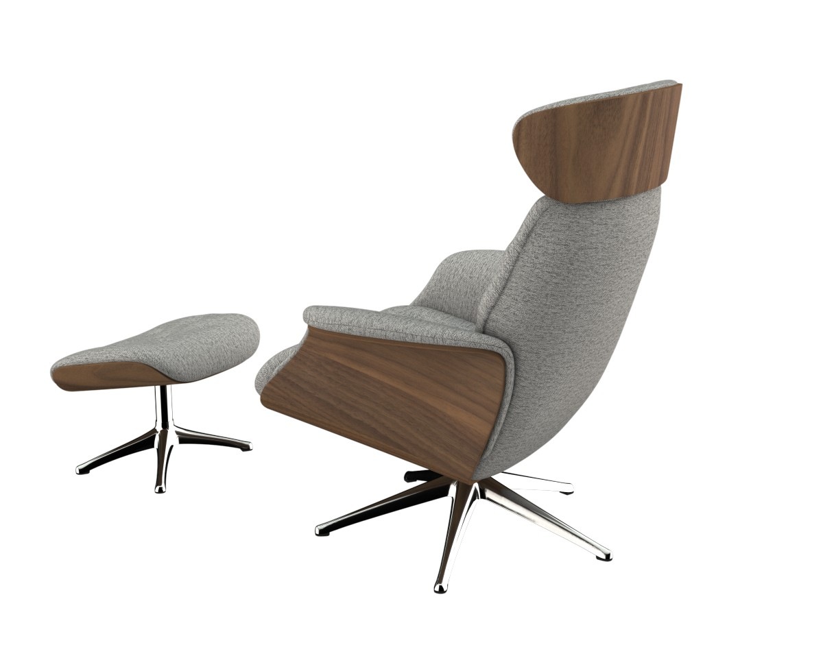 FLEXLUX Relaxsessel »Volden Fernsehsessel, verstellbarer Rücken- & Kopfstütze, drehbar« Rücken- und Kopfteilverstellung, Drehbar, Fuß Alu, Armlehne Walnuss