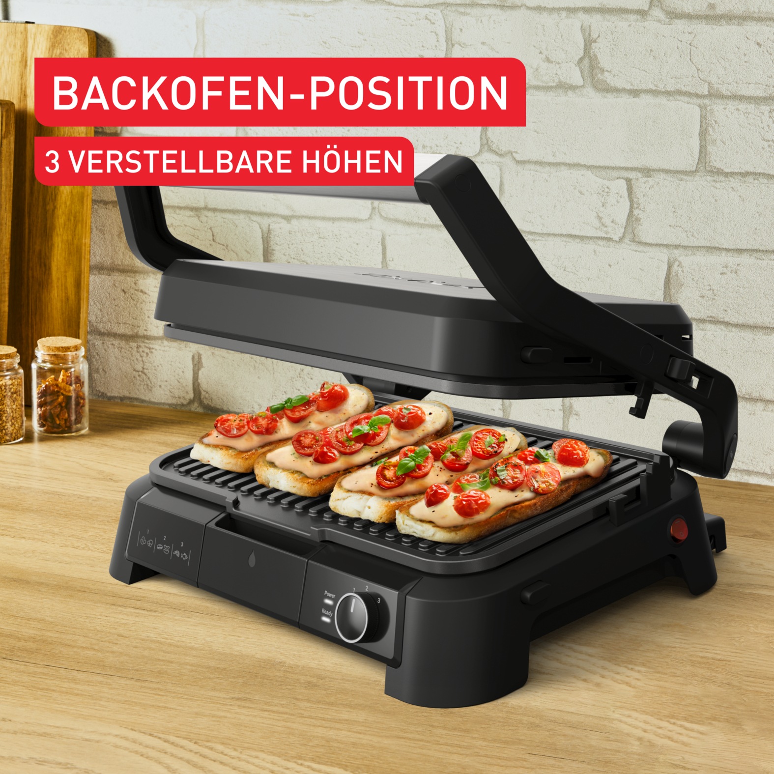 Tefal Kontaktgrill »SuperGrill 3in1 XL, Grill, Barbeque-, Ofenposition, 3 Temperaturen«, 2200 W, spülmaschinengeeignete Platten, Grillen für bis zu 8 Personen, GC520D