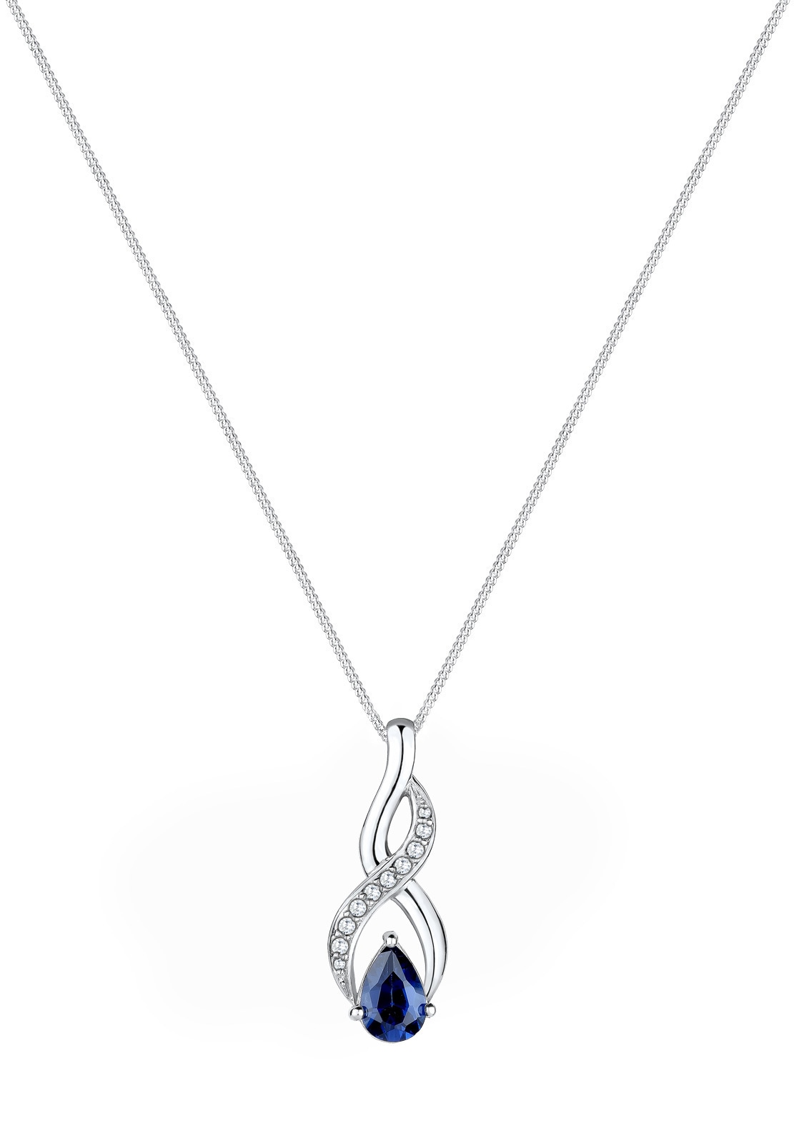 Elli Silberkette »Halskette Infinity Zirkonia Synthetischer Saphir Blau 925 Sterling Silber«