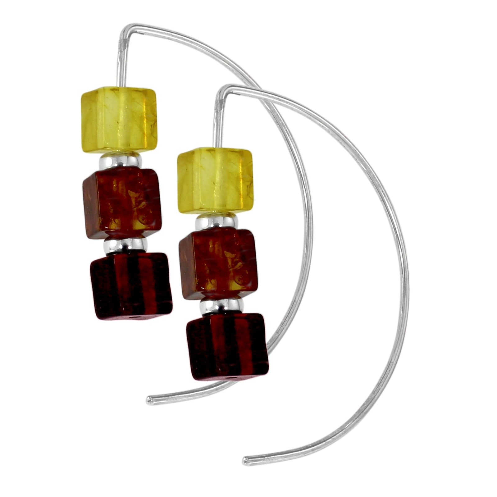 OSTSEE-SCHMUCK Paar Ohrhänger »- Würfel - Silber 925/000 - Bernstein«