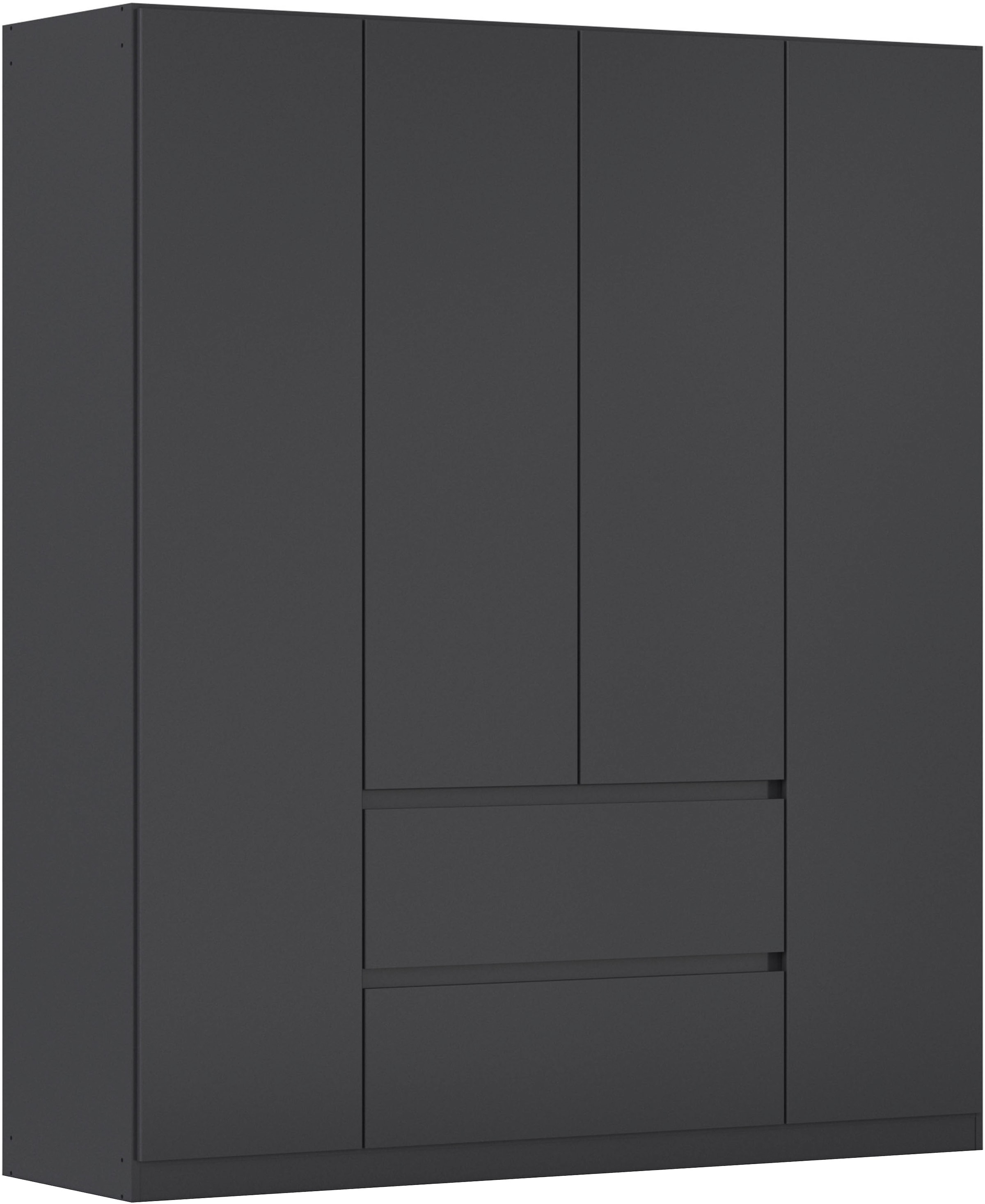 rauch Drehtürenschrank »Schrank Garderobe MAINZ Breiten 91/136/181/226/271/315/360, Höhe 210cm« 3 verschiedene Ausstattungen BASIC/CLASSIC/PREMIUM (inkl. SOFT-CLOSE),  grifflose Front, Außentüren mit Push-to-Open Funktion MADE IN GERMANY