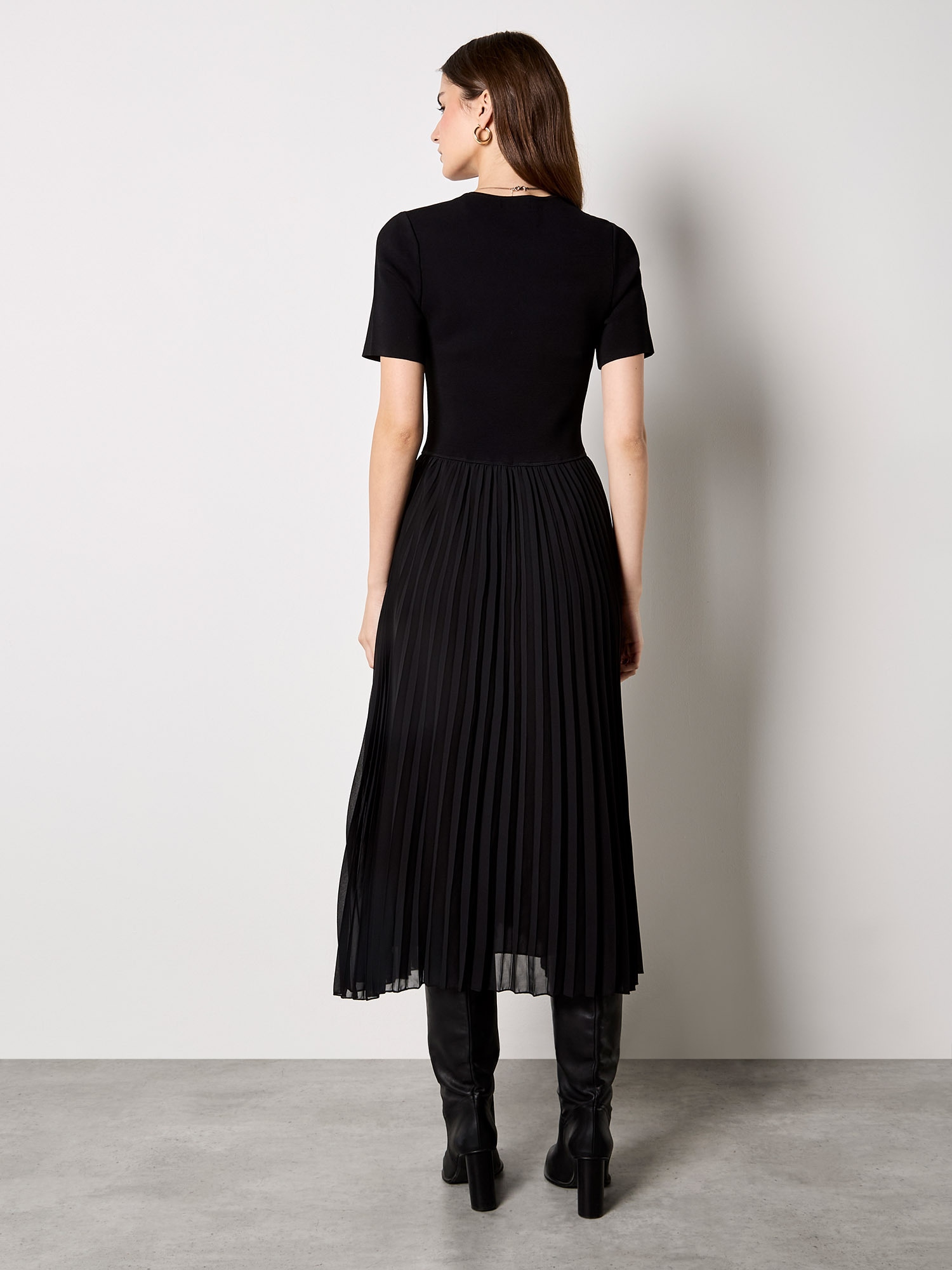 Apricot 2-in-1-Kleid »Midikleid« mit Strickoberteil und Plisseerock