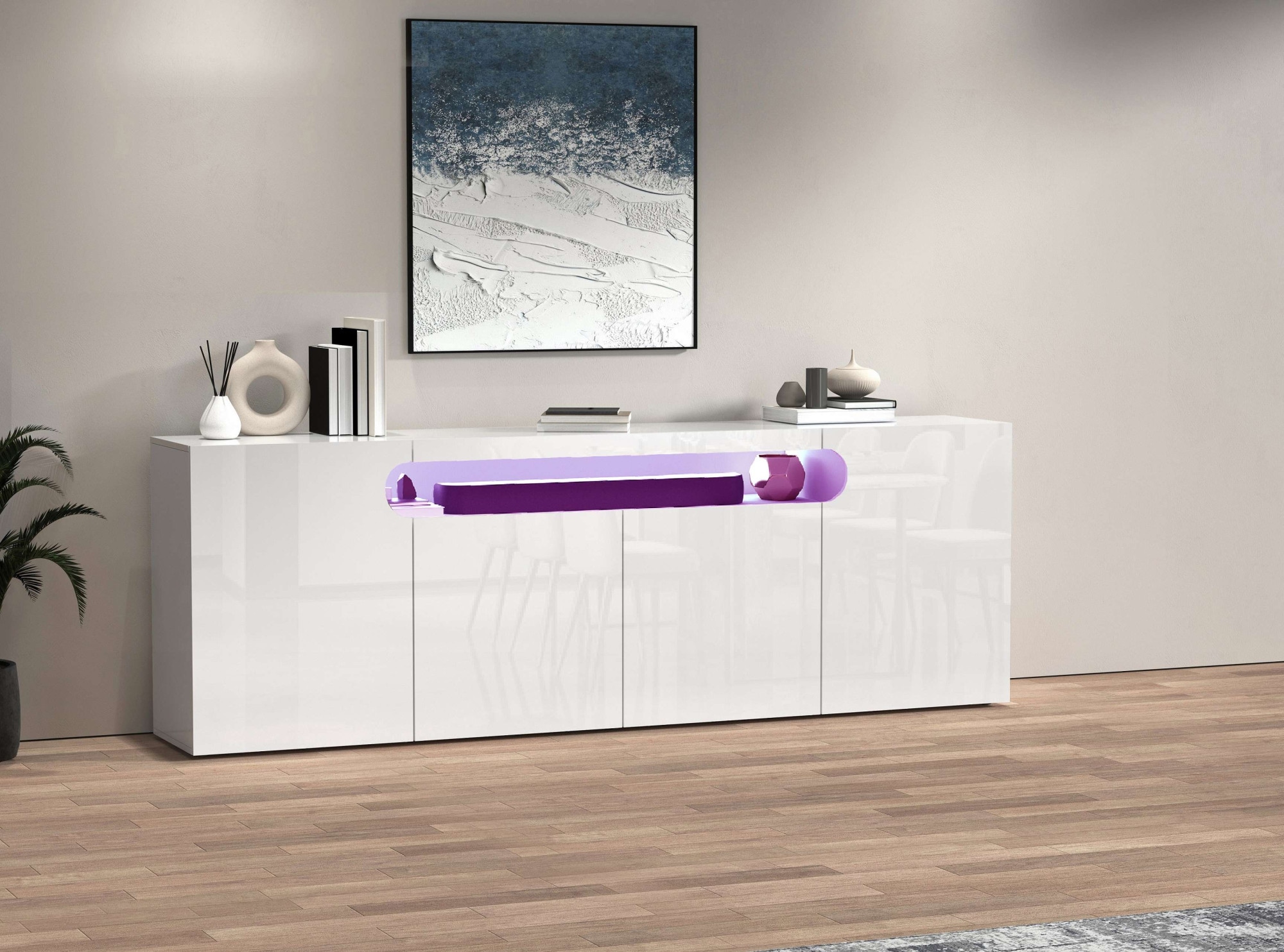 OTTO home Sideboard »Sideboard REAL, Kommode, Schrank, Kredenz« 1 Stk. tlg. Mit 4 Türen, davon 2 abgerundet, die ein ovales offenes Fach bilden