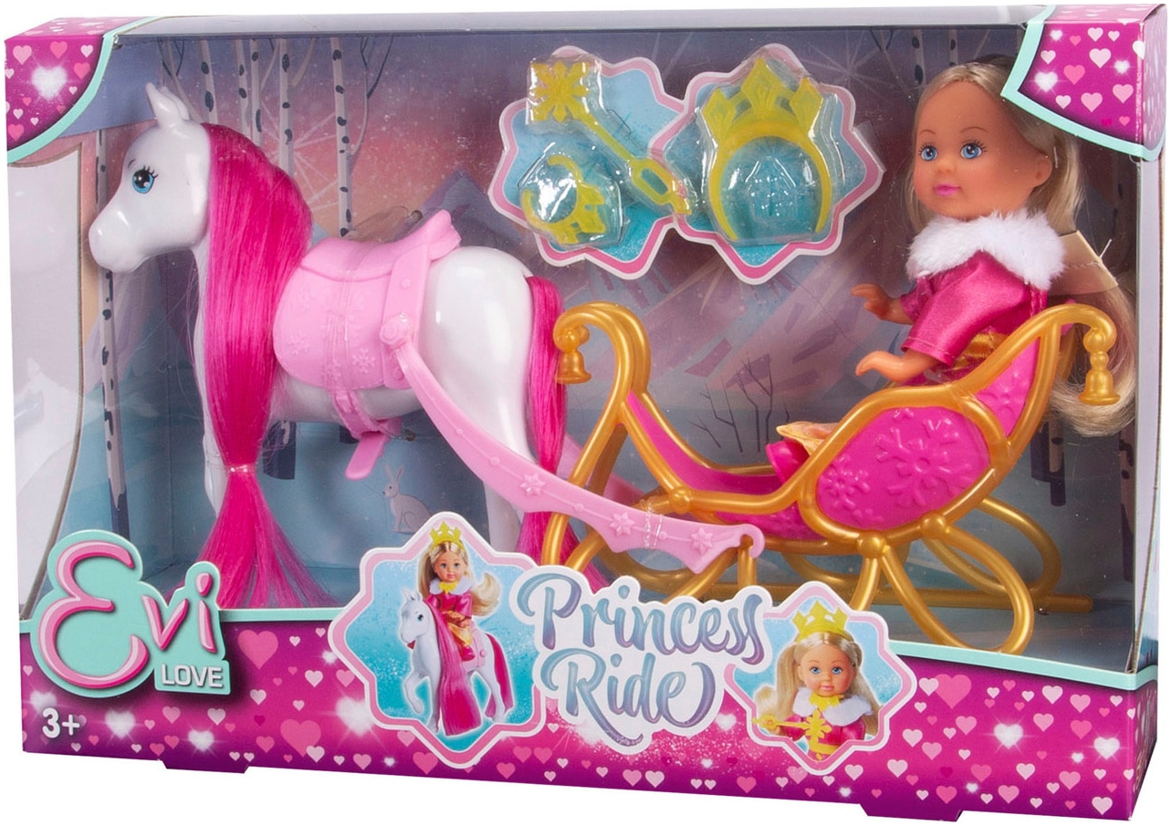 SIMBA Minipuppe »Evi Love, Princess Ride«, mit Winterschlitten und Pferd