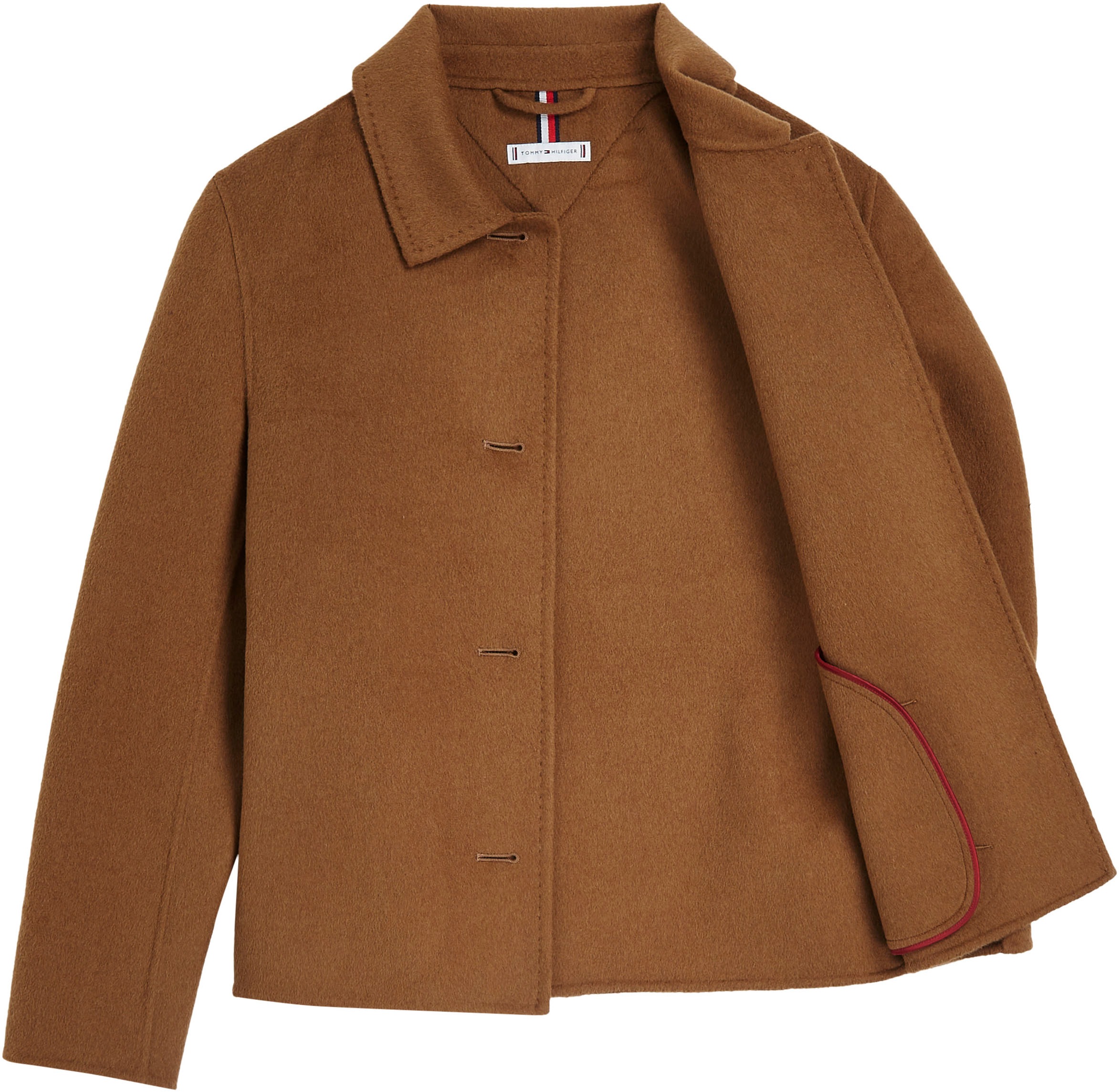 Tommy Hilfiger Trenchcoat »MD DF WOOL BLEND SHORT SB TRENCH«, mit Tommy Hilfiger Flagge