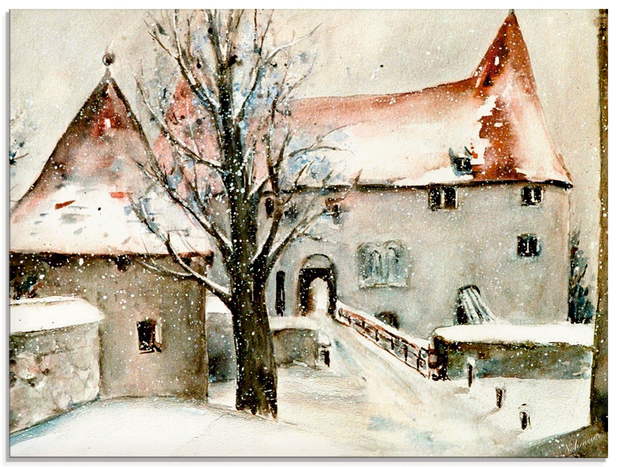 Glasbild »Winter auf der Burg«, Gebäude, (1 St.), in verschiedenen Größen